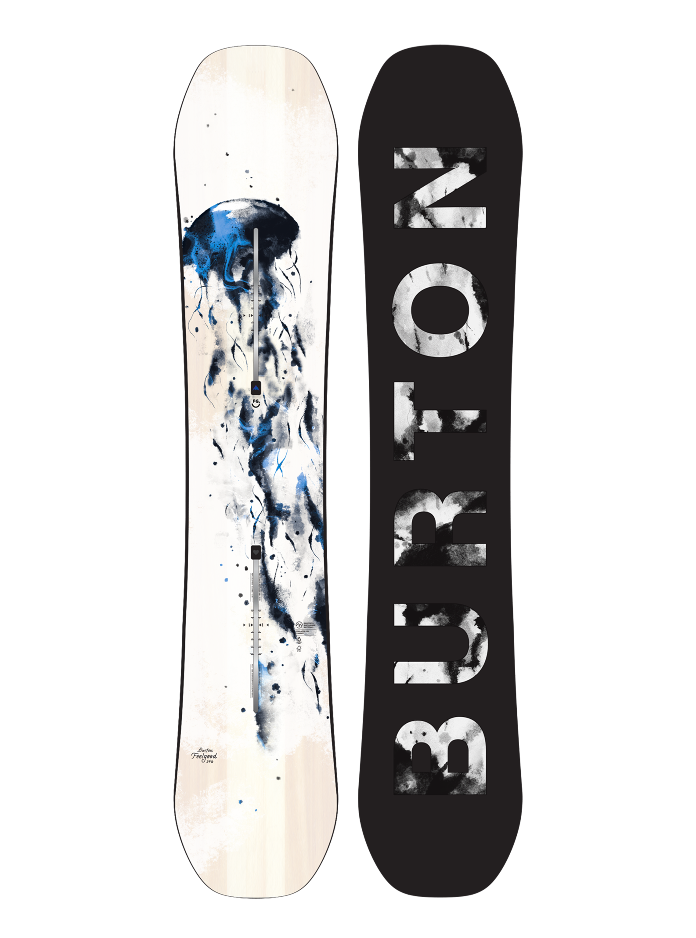 burton fg snowboard Women's Feelgood Flying V Sports Basement specific layup provides torsionally softer flex for lighter riders without compromising on power and response Burton Feelgood Snowboard - 2027