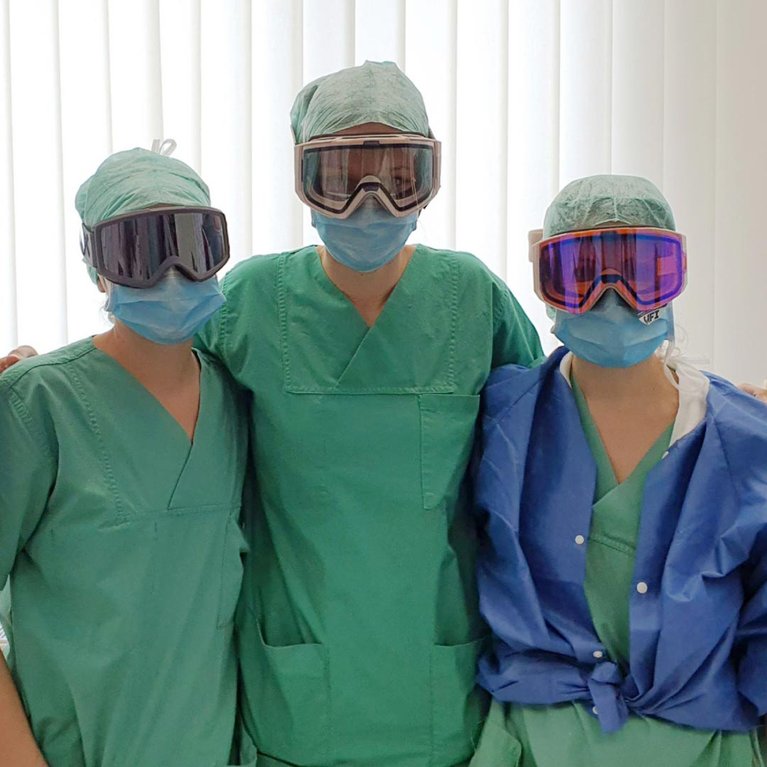 Nurses wearing Anon goggles supplied by Goggles For Docs