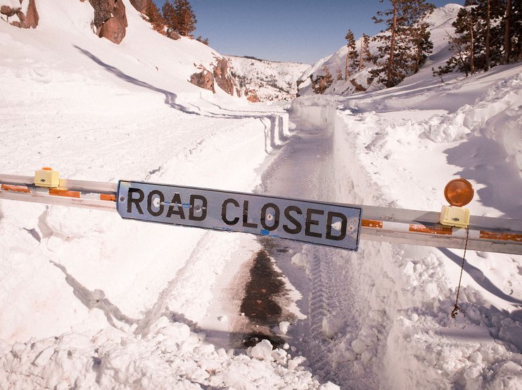 Too much snow? Enough to close this road, anyway.
