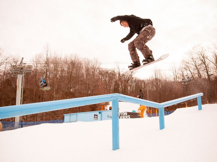 Alex Caccamo, all smiles on his way to a lipslide.
