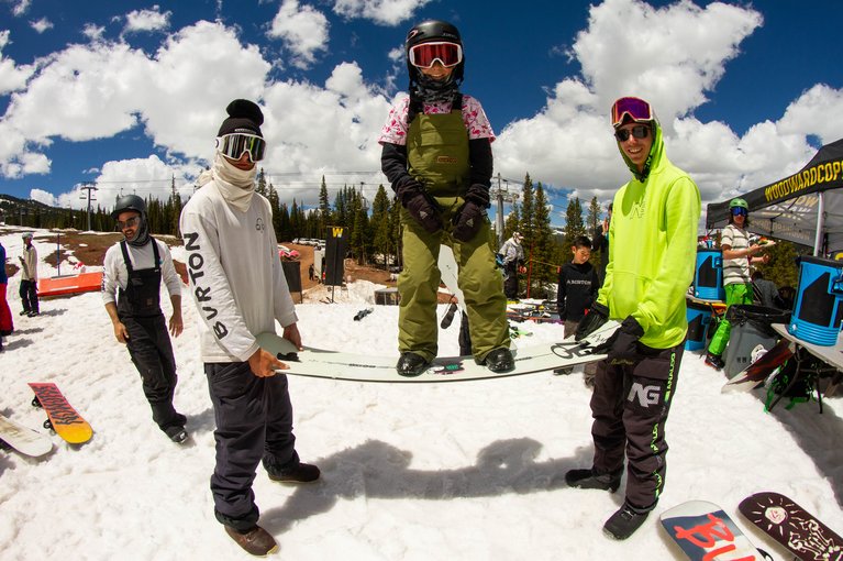 Campers hanging out with Pros at Woodward Copper.