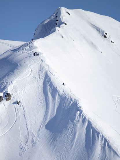 You know a mountain is HUGE if Mikkel Bang looks like an ant on it during his first drop. (P: Dean Blotto Gray)