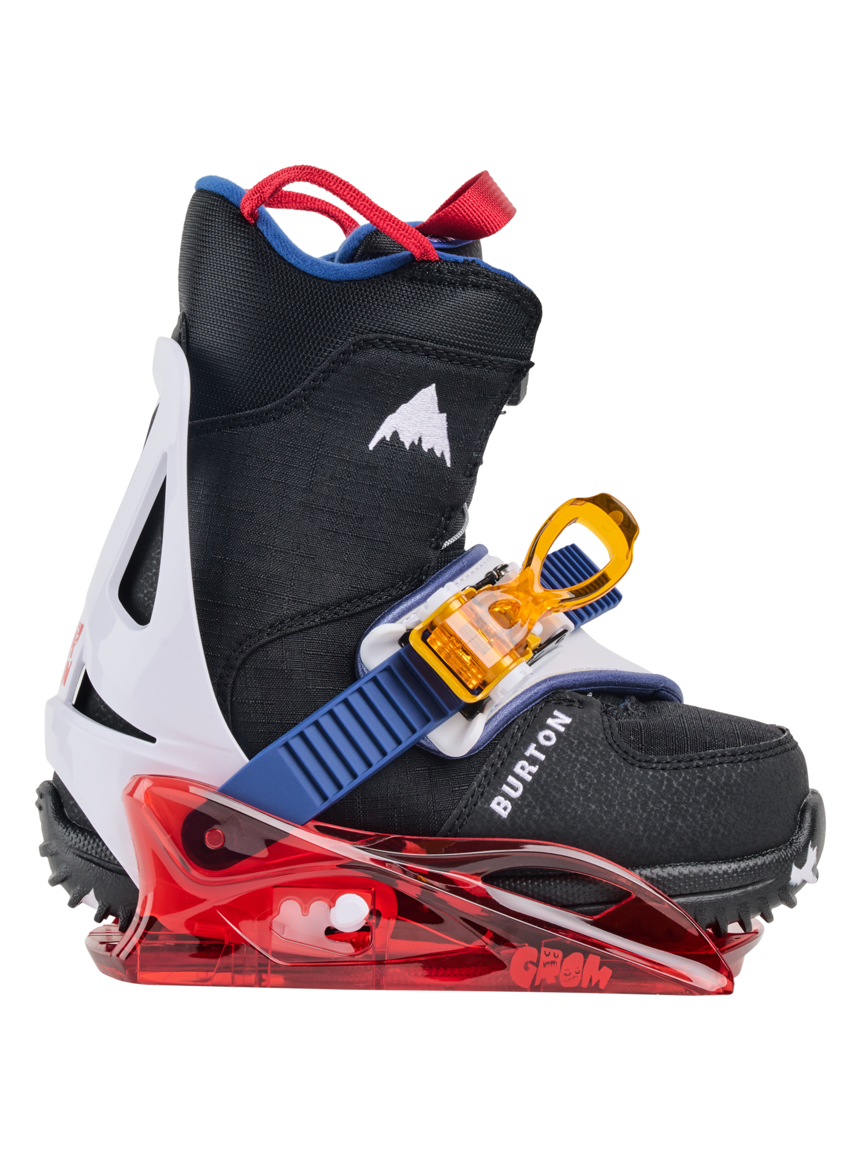 Kids' Burton Grom Disc Snowboard Bindings, Red / Multi / M