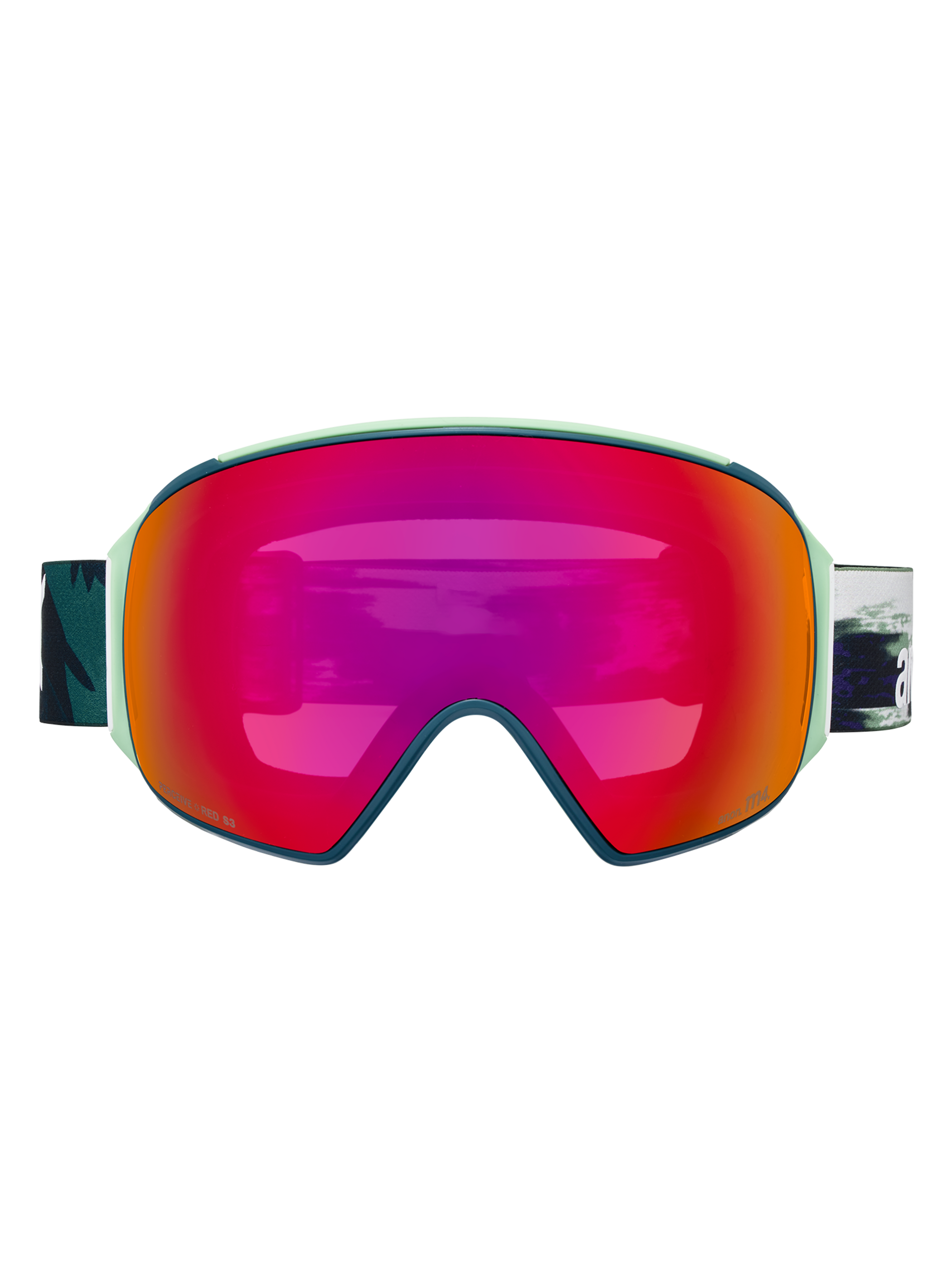 Product image of Anon M4 Goggles (Toric) + Bonus Perceive Lens + MFI® Face Mask[Variant:Frame: Family Tree, Lens: Perceive Sunny Red (14% / S3), Spare Lens: Perceive Cloudy Burst (59% / S1)]