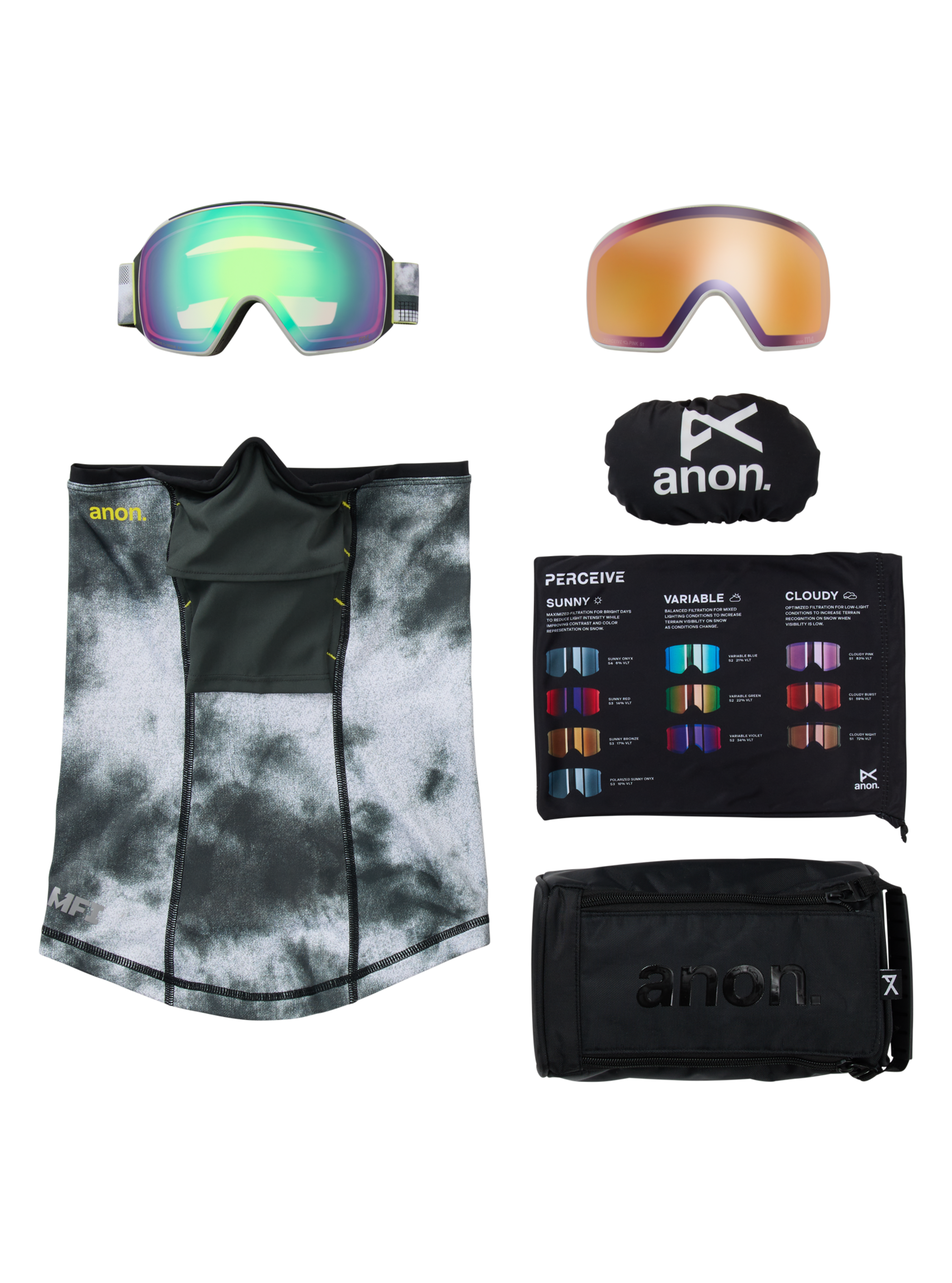 Lunettes (toriques) M4 d’Anon avec lentille Perceive en prime et cache-cou MFI®