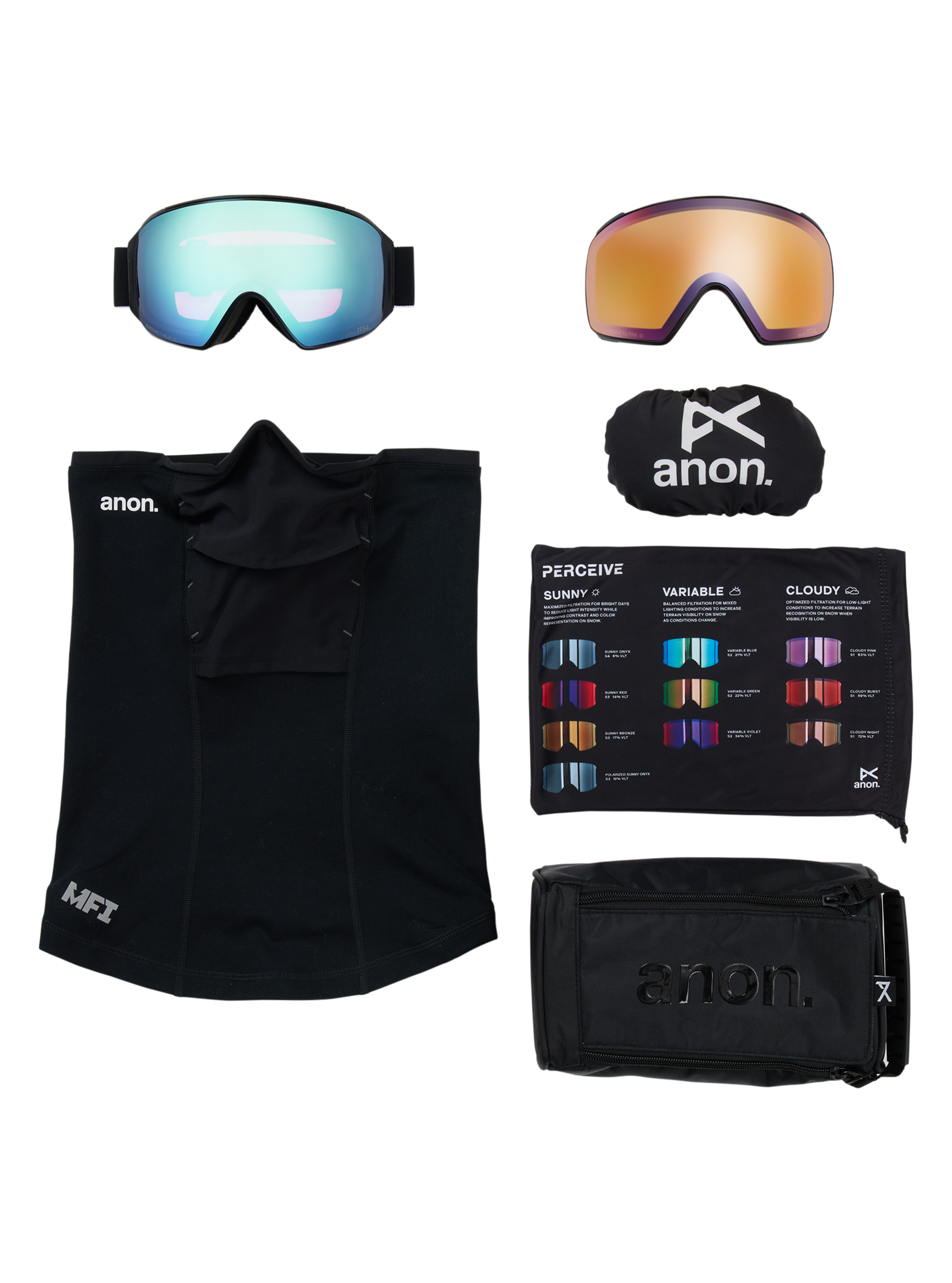 Lunettes (toriques) M4 d’Anon avec lentille Perceive en prime et cache-cou MFI®