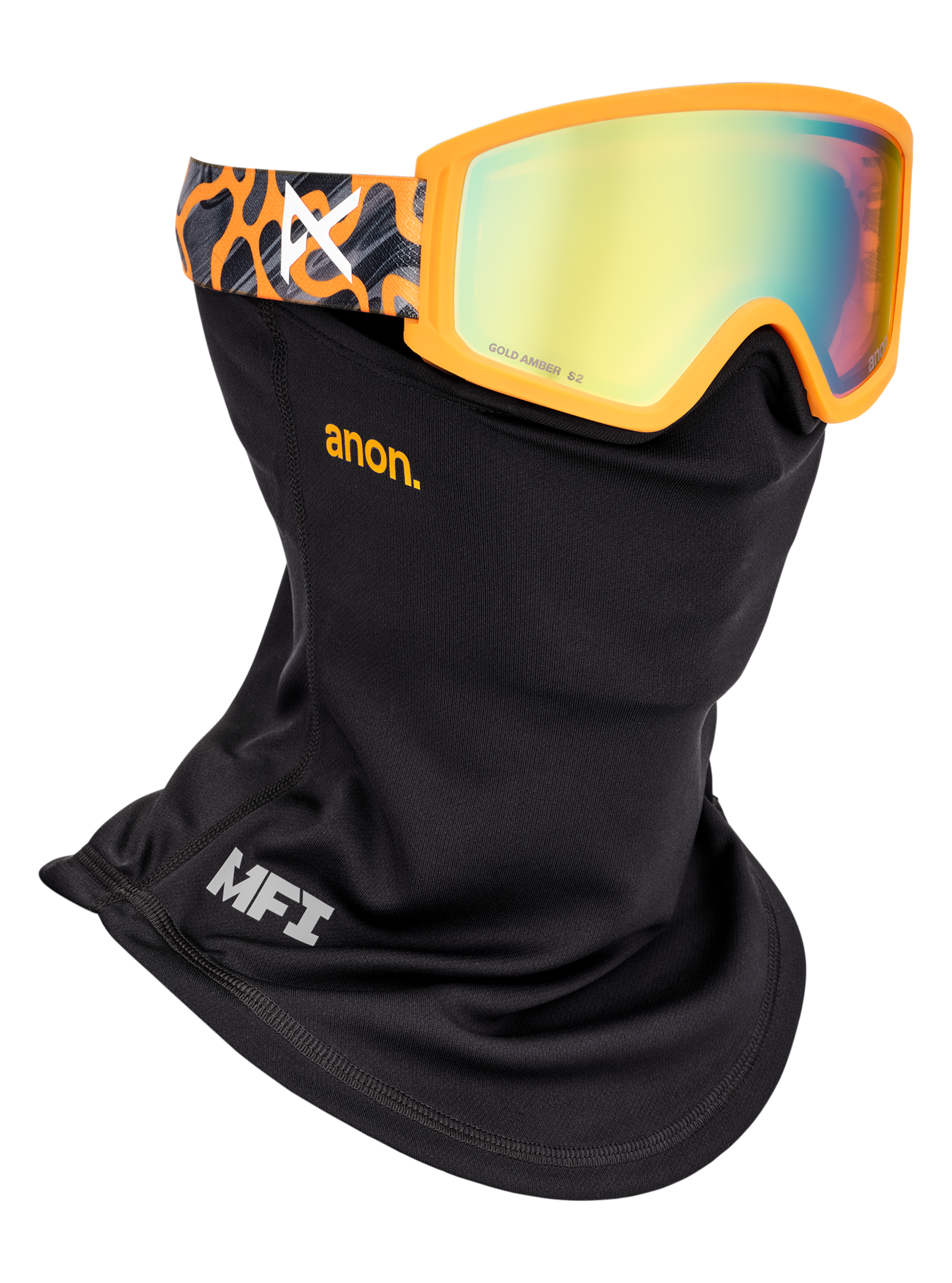 Anon Tracker 2.0 Goggles + MFI Face Mask, Frame: Autumn Glow, Lens: Red Amber (50% / S1) / Regular