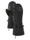 Black insulated gloves with a buckle on a white background