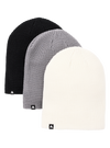 Product image of Burton Recycled DND Beanie (3 Pack)[Variant:True Black / Sharkskin / Stout White]