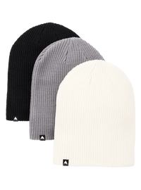 Product image of Burton Recycled DND Beanie (3 Pack)[Variant:True Black / Sharkskin / Stout White]