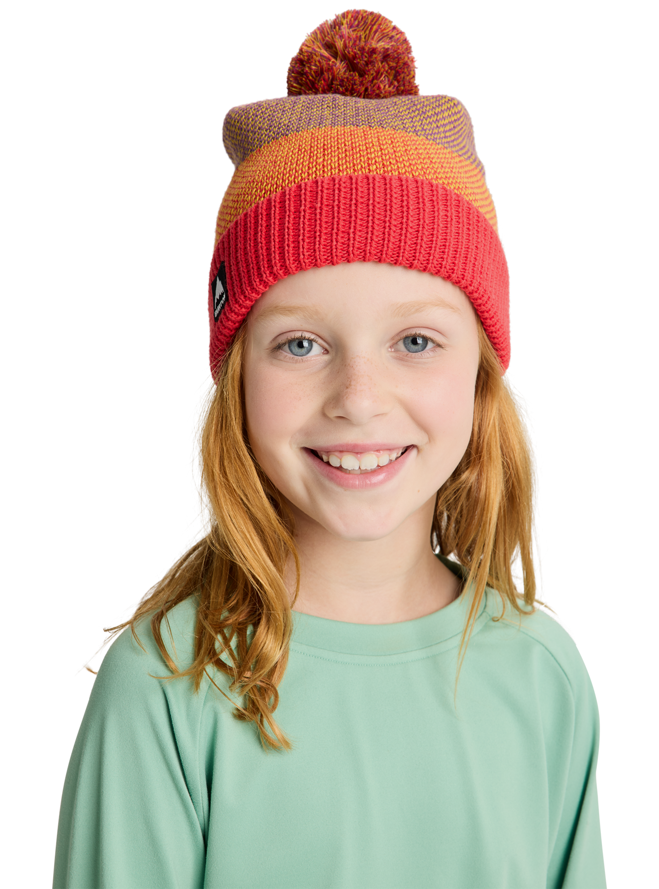 Product image of Kids' Burton Fleece-Lined Pom Beanie[Variant:Fiesta Red Multi]