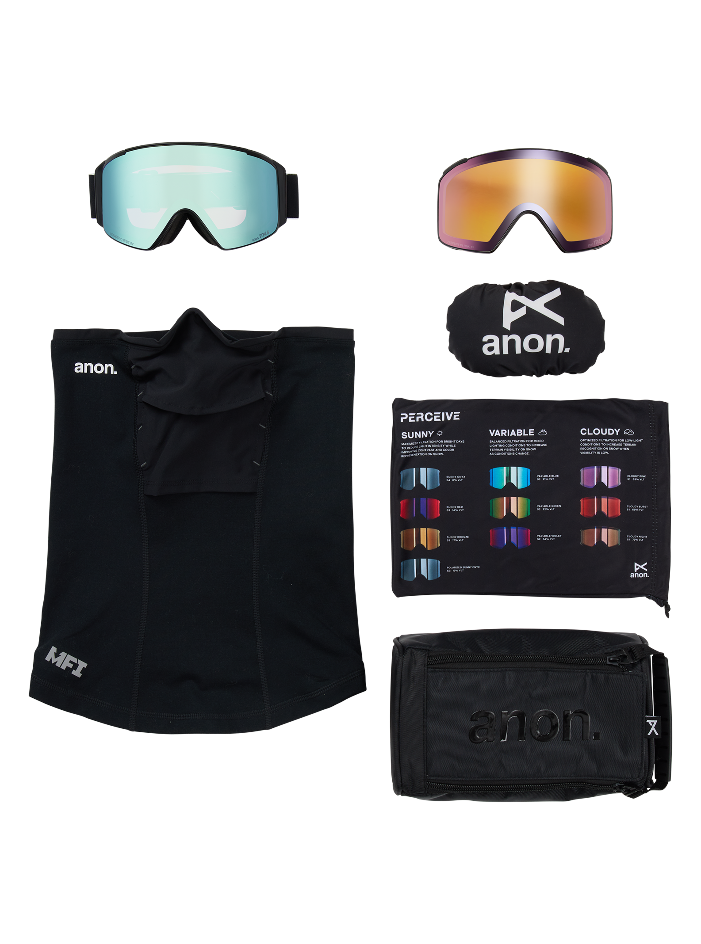 Anon M4S Goggles (Cylindrical) + Lens + MFI® Face Mask | Anon Anon M4S Goggles (Cylindrical) + Lens + MFI® Face Mask | Anon