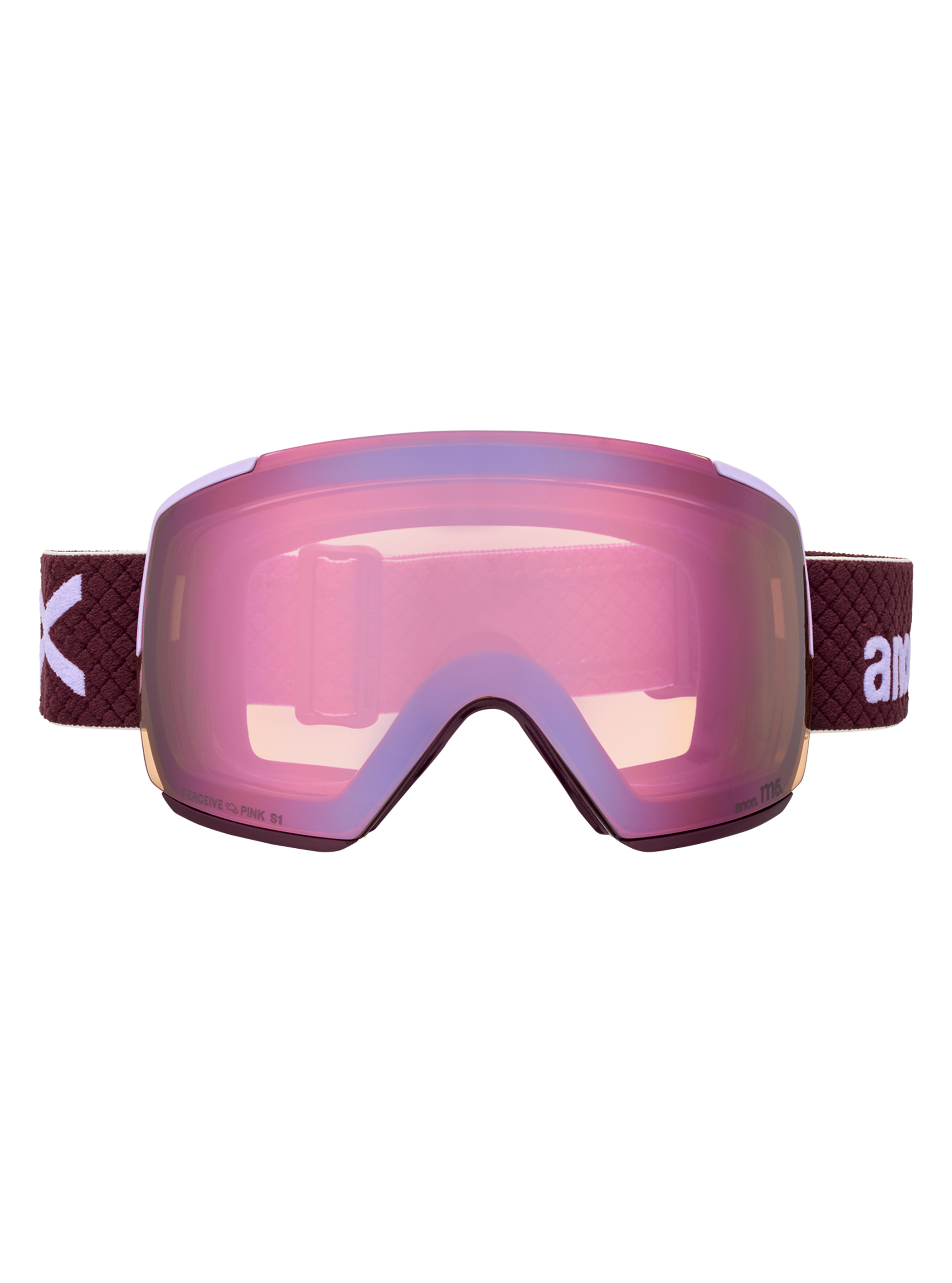 Product image of Anon M5 Goggles + Bonus Lens + MFI® Face Mask[Variant:Frame: Deep Cherry, Lens: Perceive Cloudy Pink (53% / S1), Spare Lens: Perceive Variable Blue (21% / S2)]