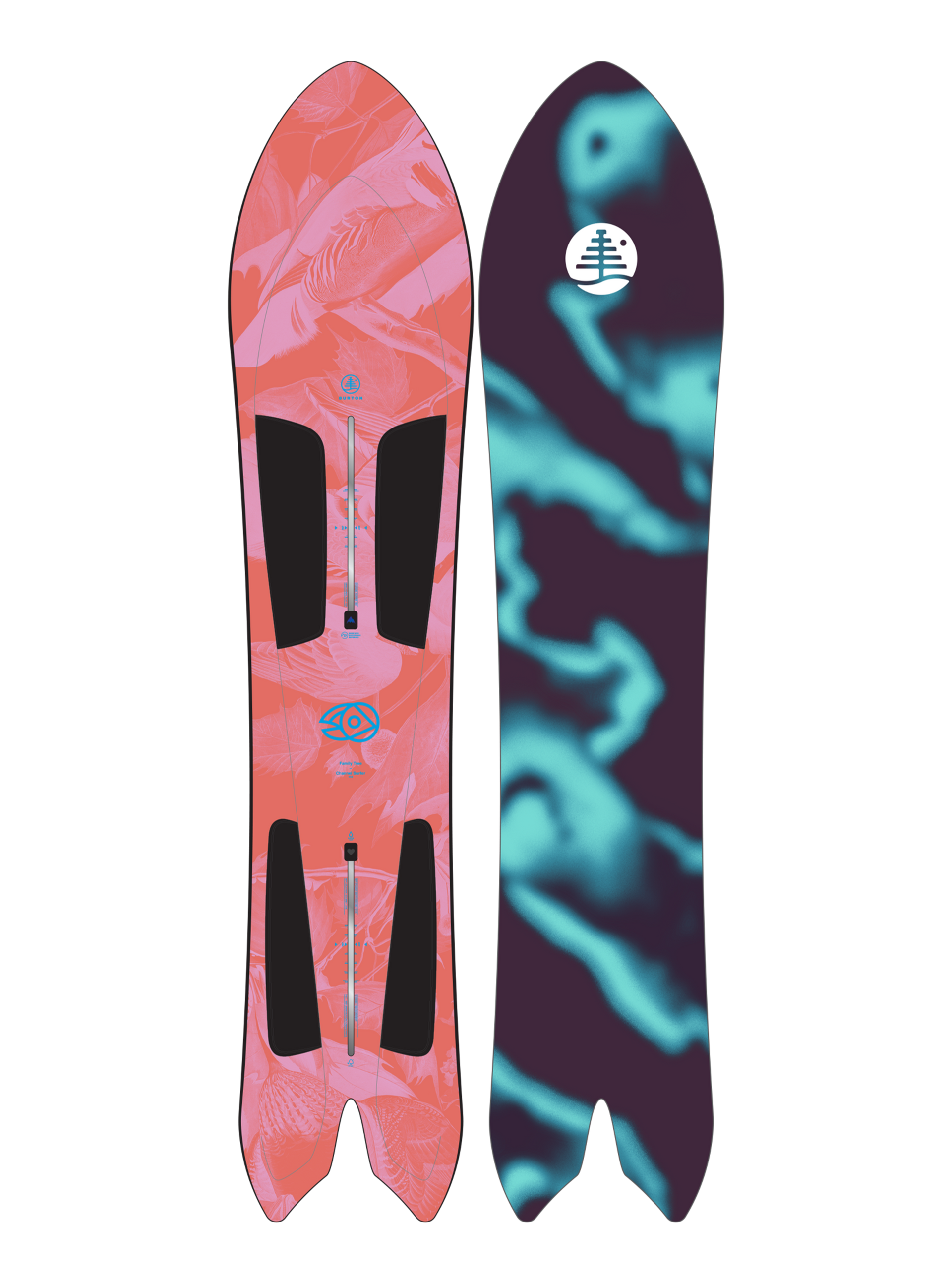 Burton Family Tree 3D Channel Surfer Flat Top Snowboard, Graphic / 144