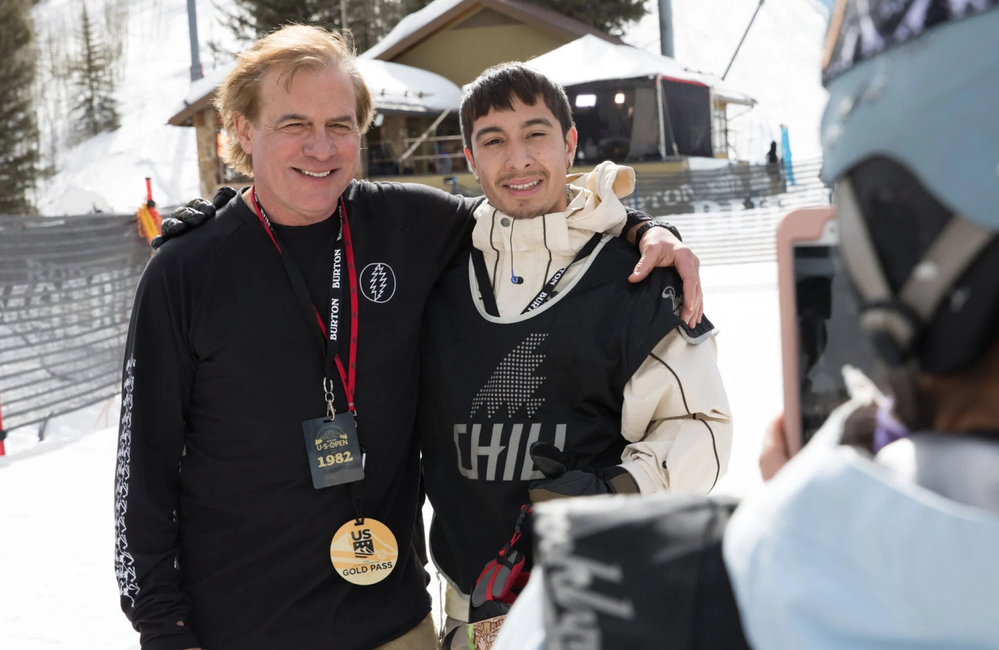 Jake Burton Carpenter posing for a photo with a Chill rider