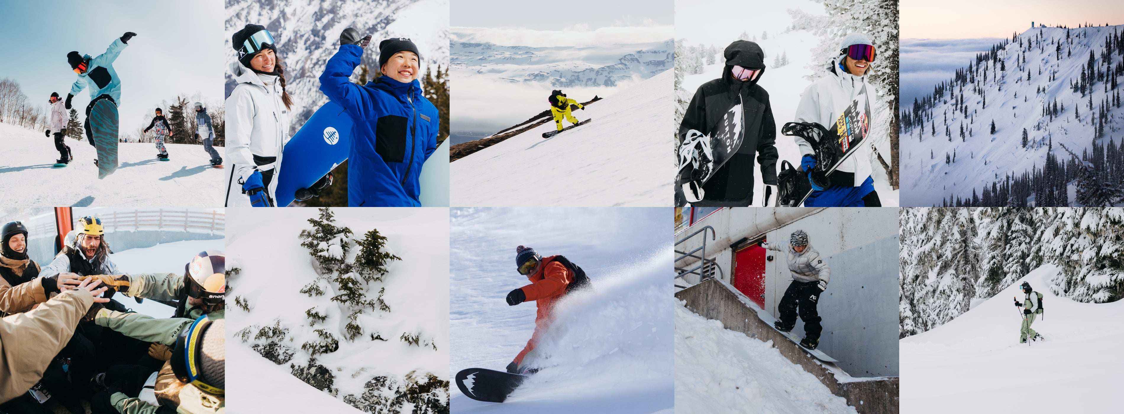 Snowboarding collage