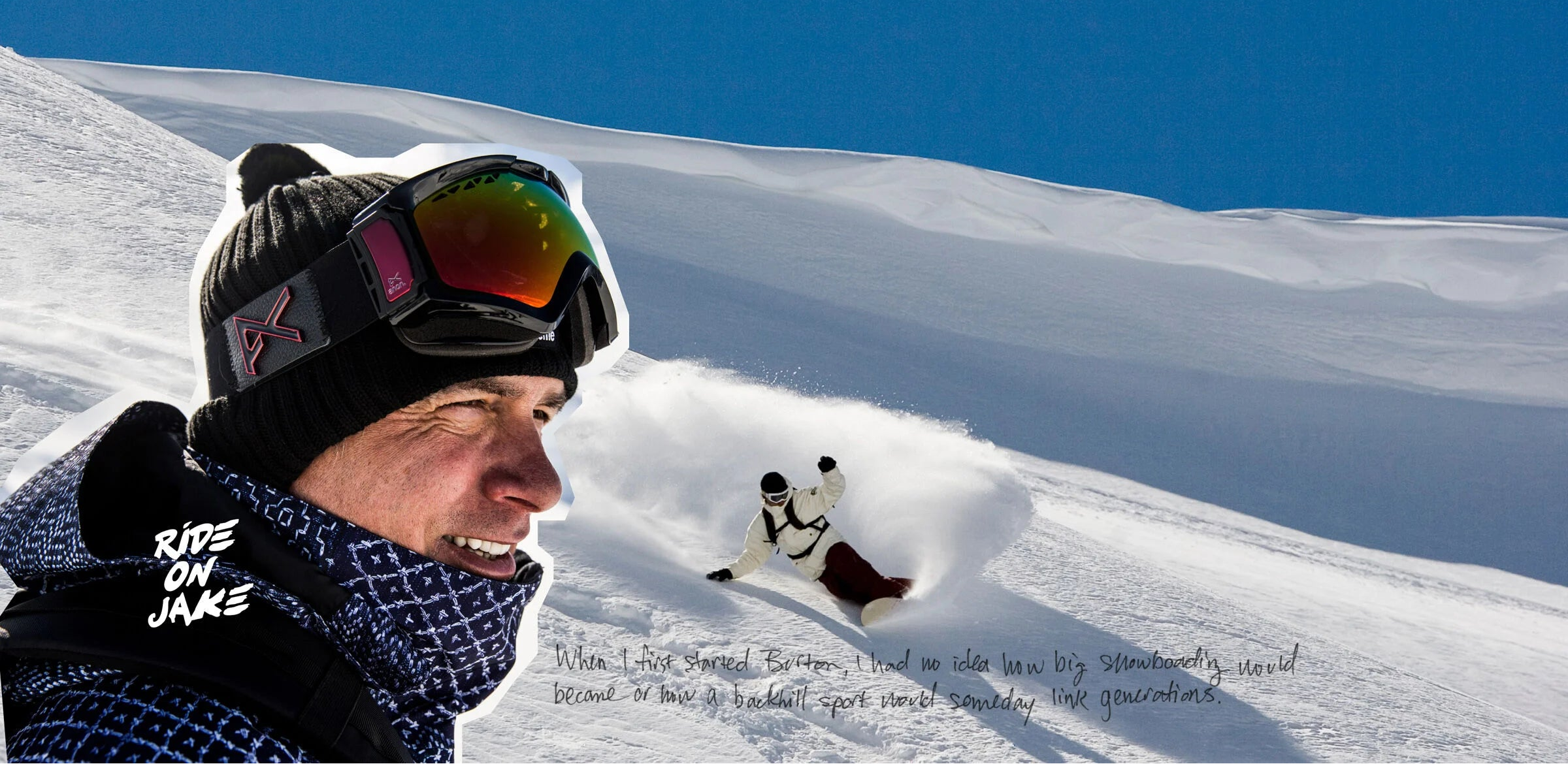 Jake Burton Carpenter riding a throwback board