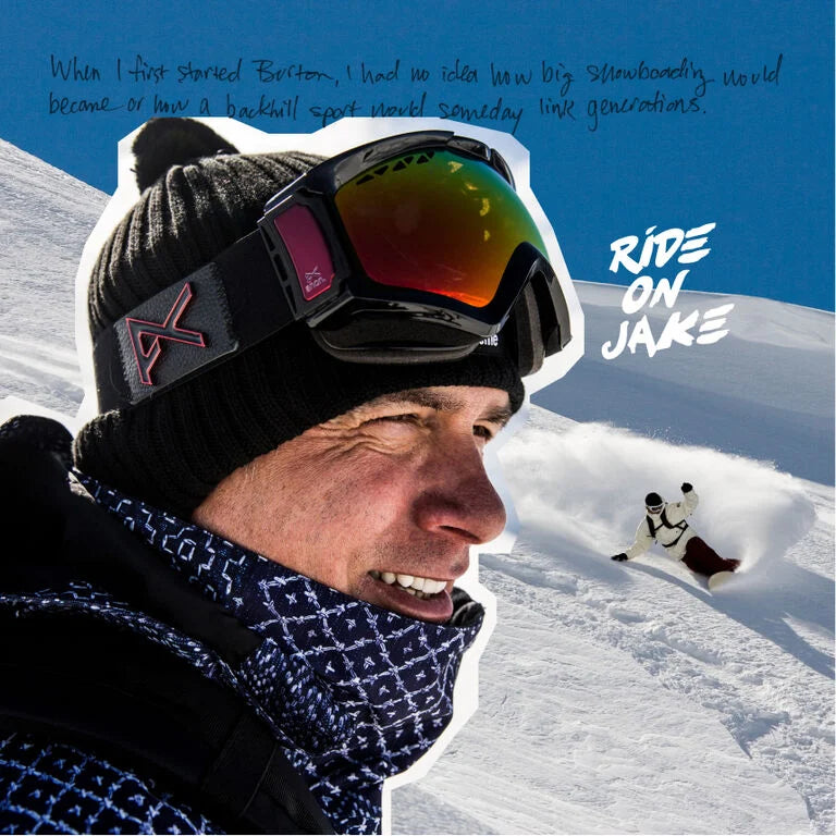 Jake Burton Carpenter riding a throwback board