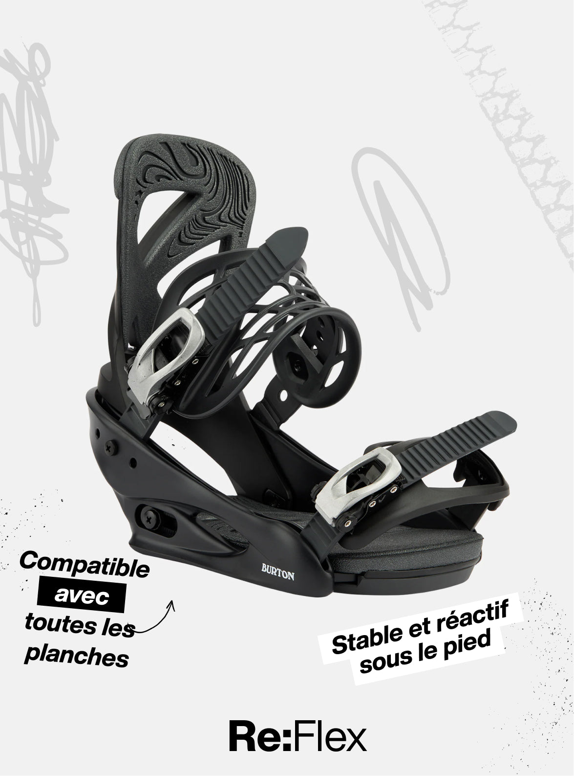 Burton – Fixations pour planche à neige Mission Re:Flex pour homme