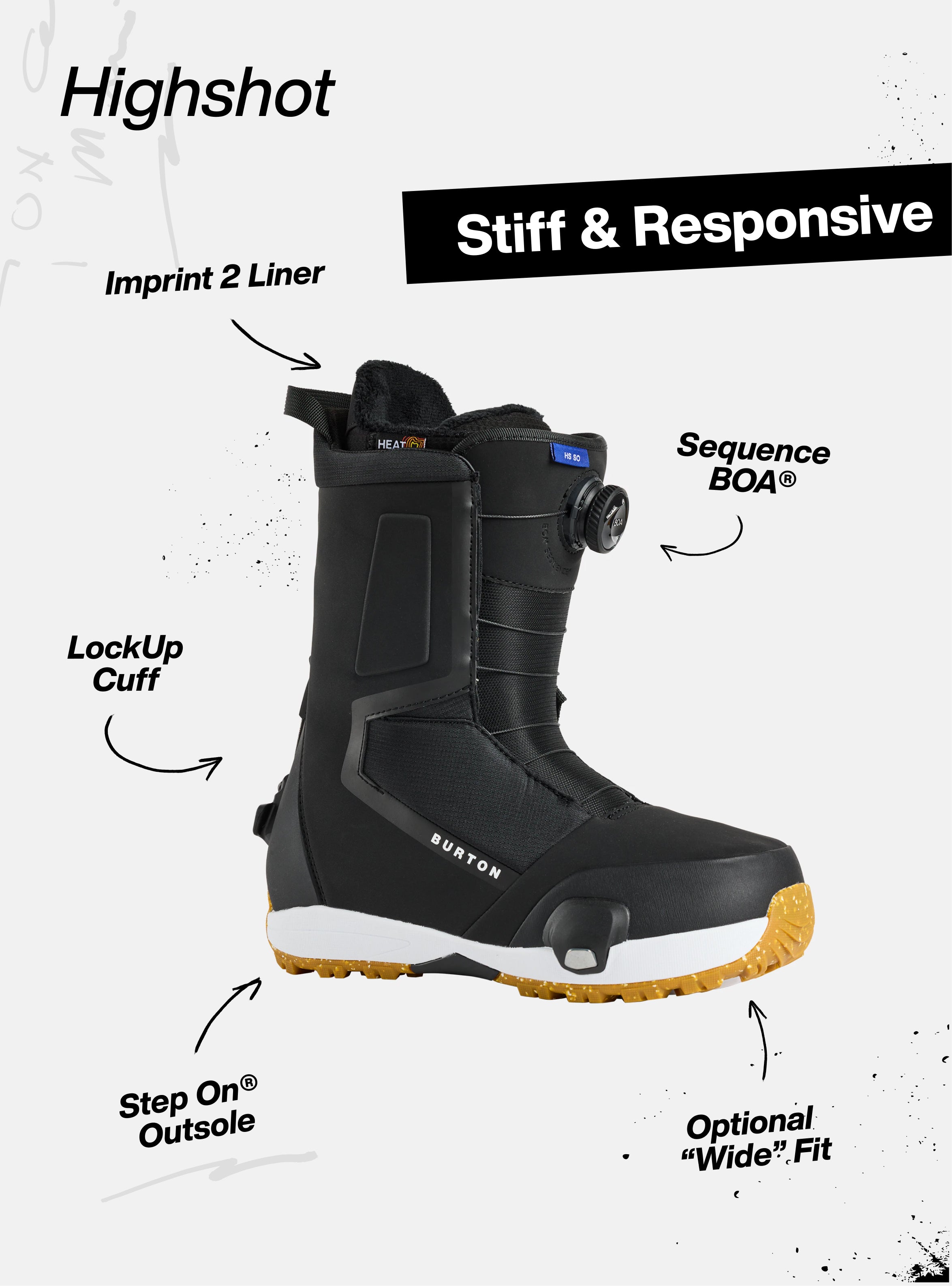 burton highline snowboard boots Boa Boot Mens Up Cuff Provides a snug heel hold and enhances lower leg support for improved response Burton Highline Boa Snowboard Boot