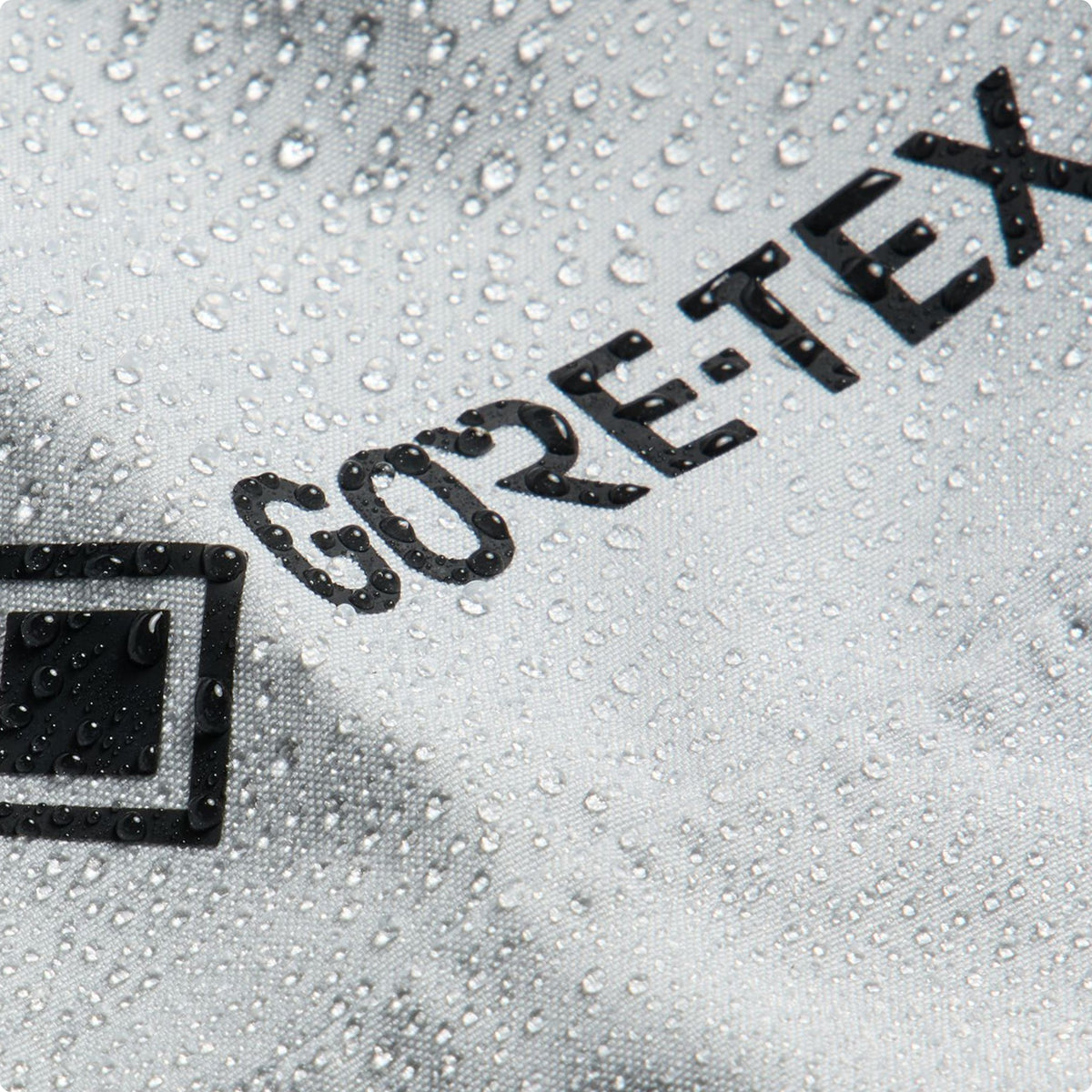 beads of water on gore-tex outerwear demonstrating waterproof function
