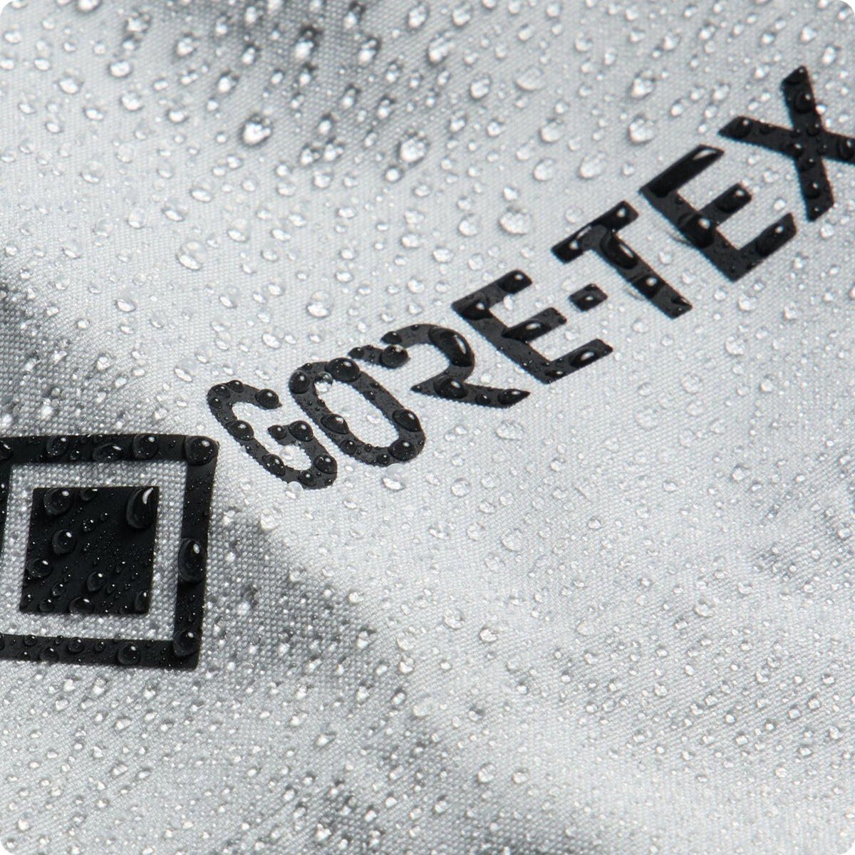 beads of water on gore-tex outerwear demonstrating waterproof function