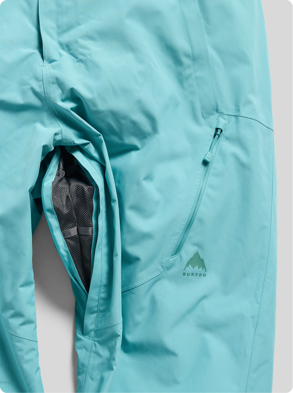 burton reserve pant displaying the thigh vent feature
