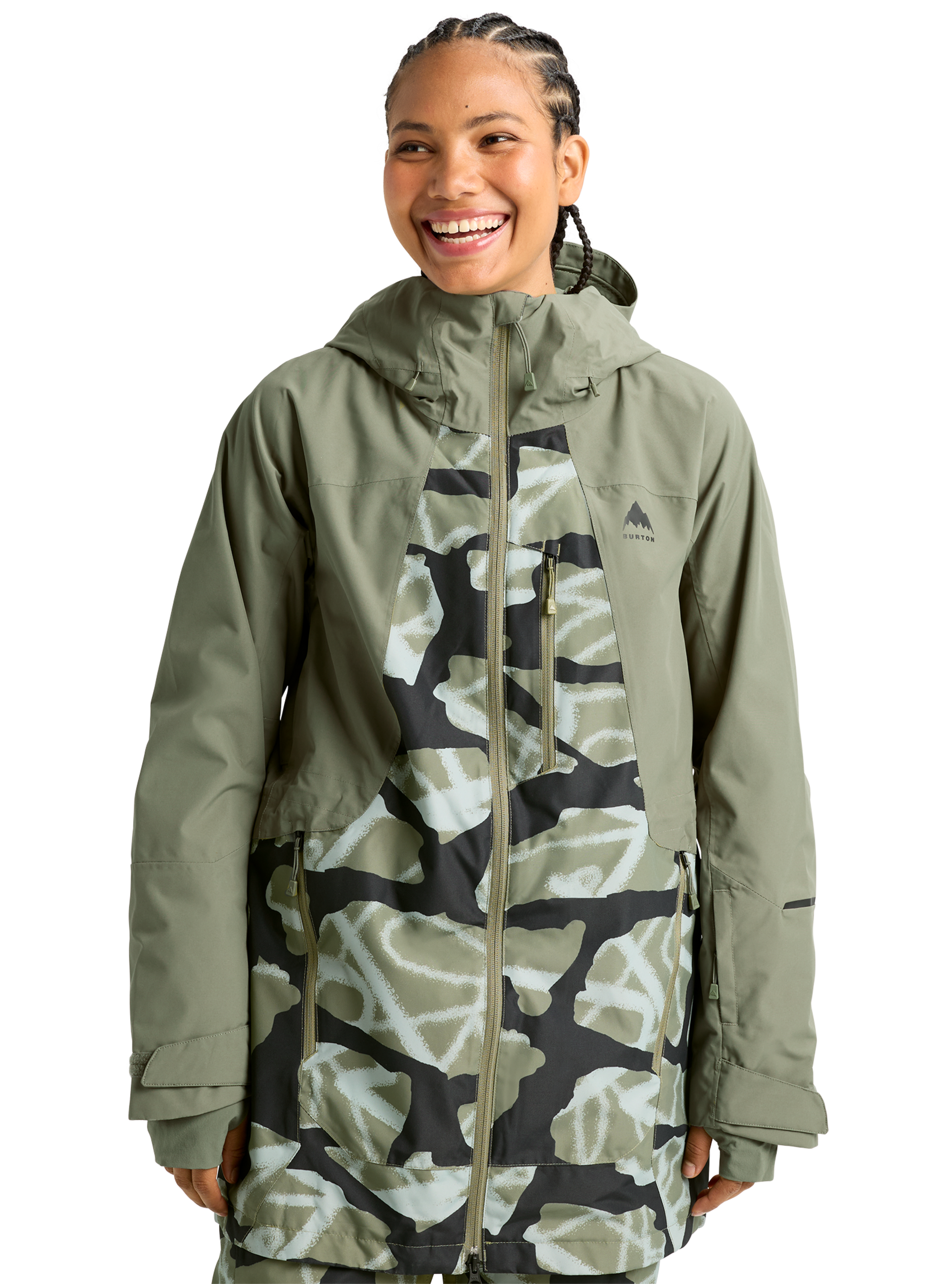 Product image of Women's Burton Reserve 2L Jacket[Variant:Forest Moss / Graffiti Camo]
