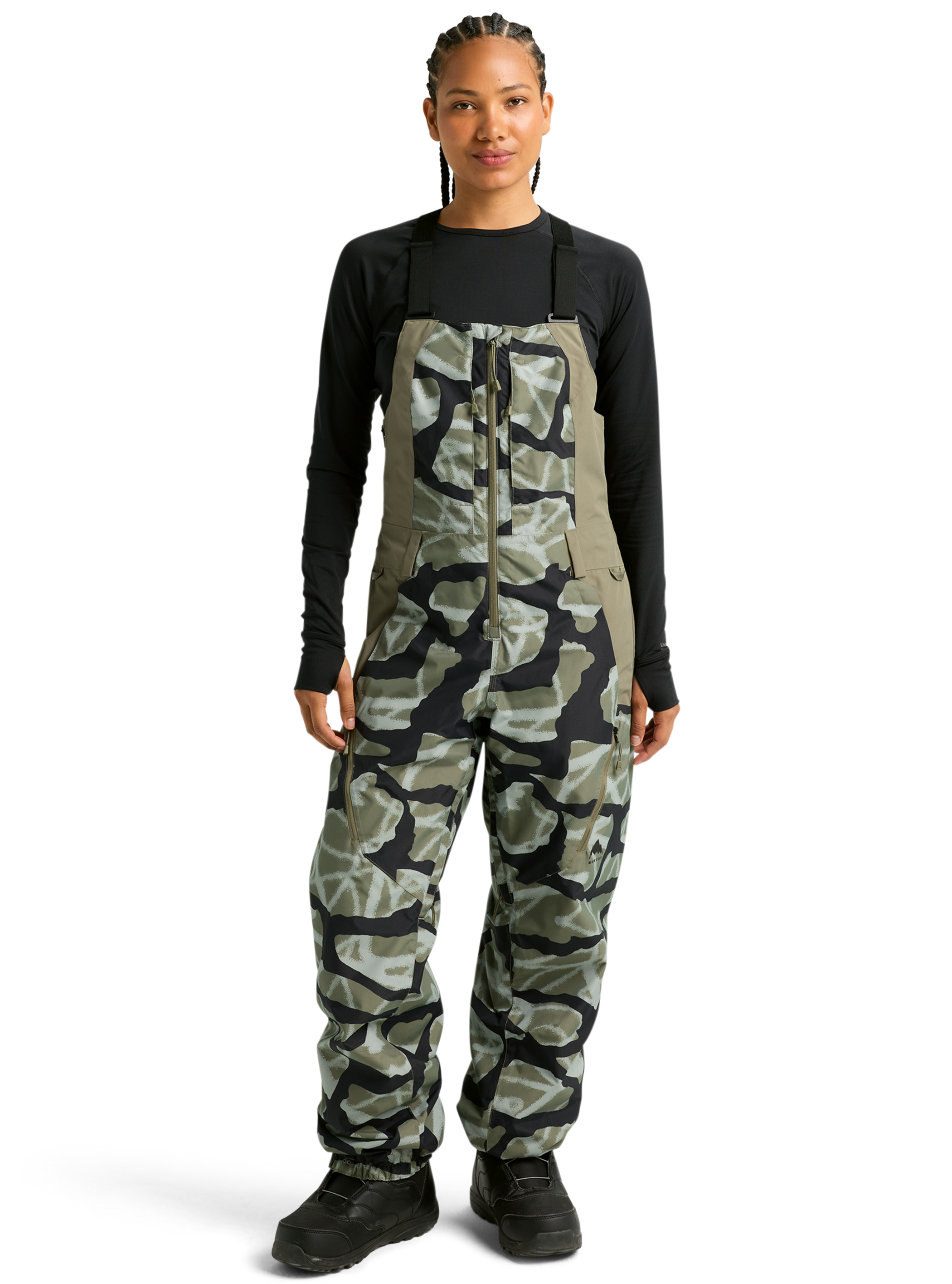Product image of Women's Burton Reserve 2L Bib Pants[Variant:Graffiti Camo / Forest Moss]