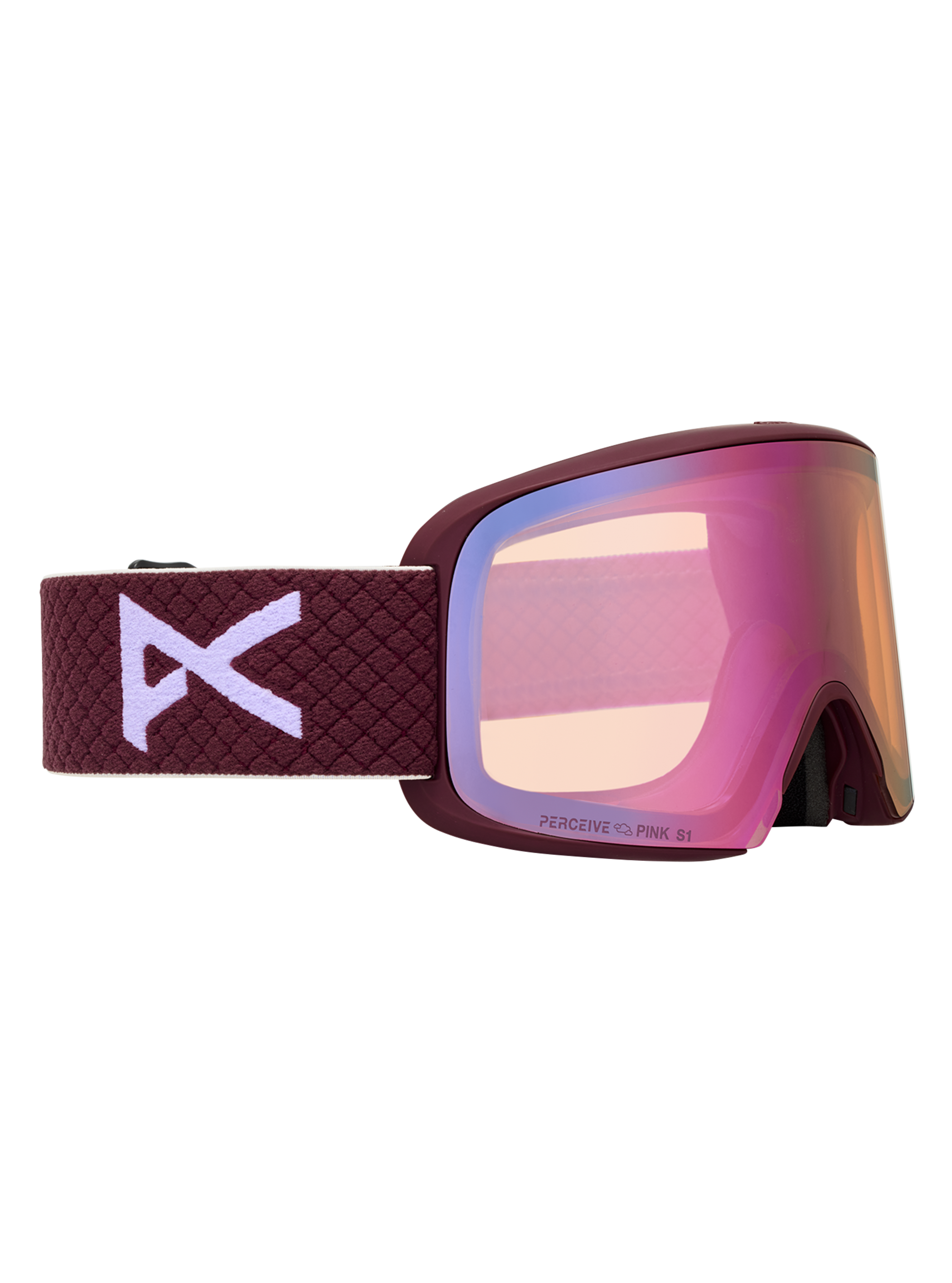 Product image of Anon M6 Goggles[Variant:Frame: Deep Cherry, Lens: Perceive Cloudy Pink (53% / S1), Spare Lens: Perceive Variable Blue (21% / S2)]
