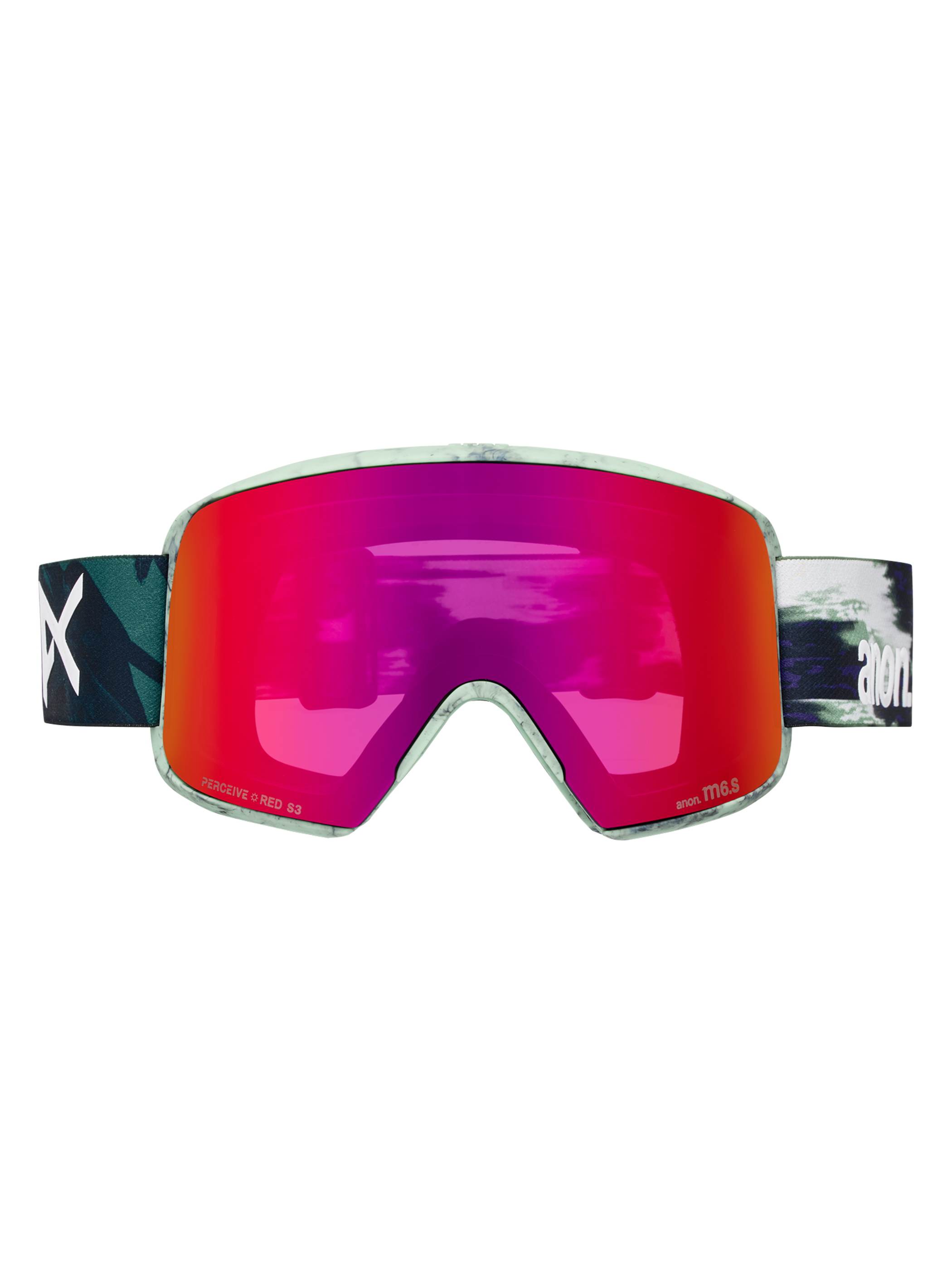 Product image of Anon M6S Goggles[Variant:Frame: Family Tree, Lens: Perceive Sunny Red (14% / S3), Spare Lens: Perceive Cloudy Burst (59% / S1)]