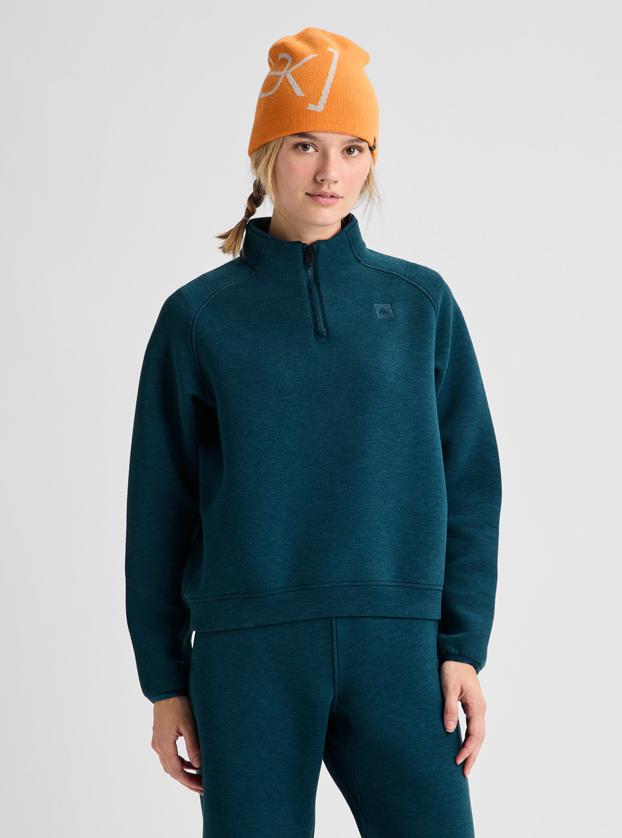 Product image of Women's Burton SpaceCloud 1/4 Zip Top[Variant:Atlantic Teal Heather]