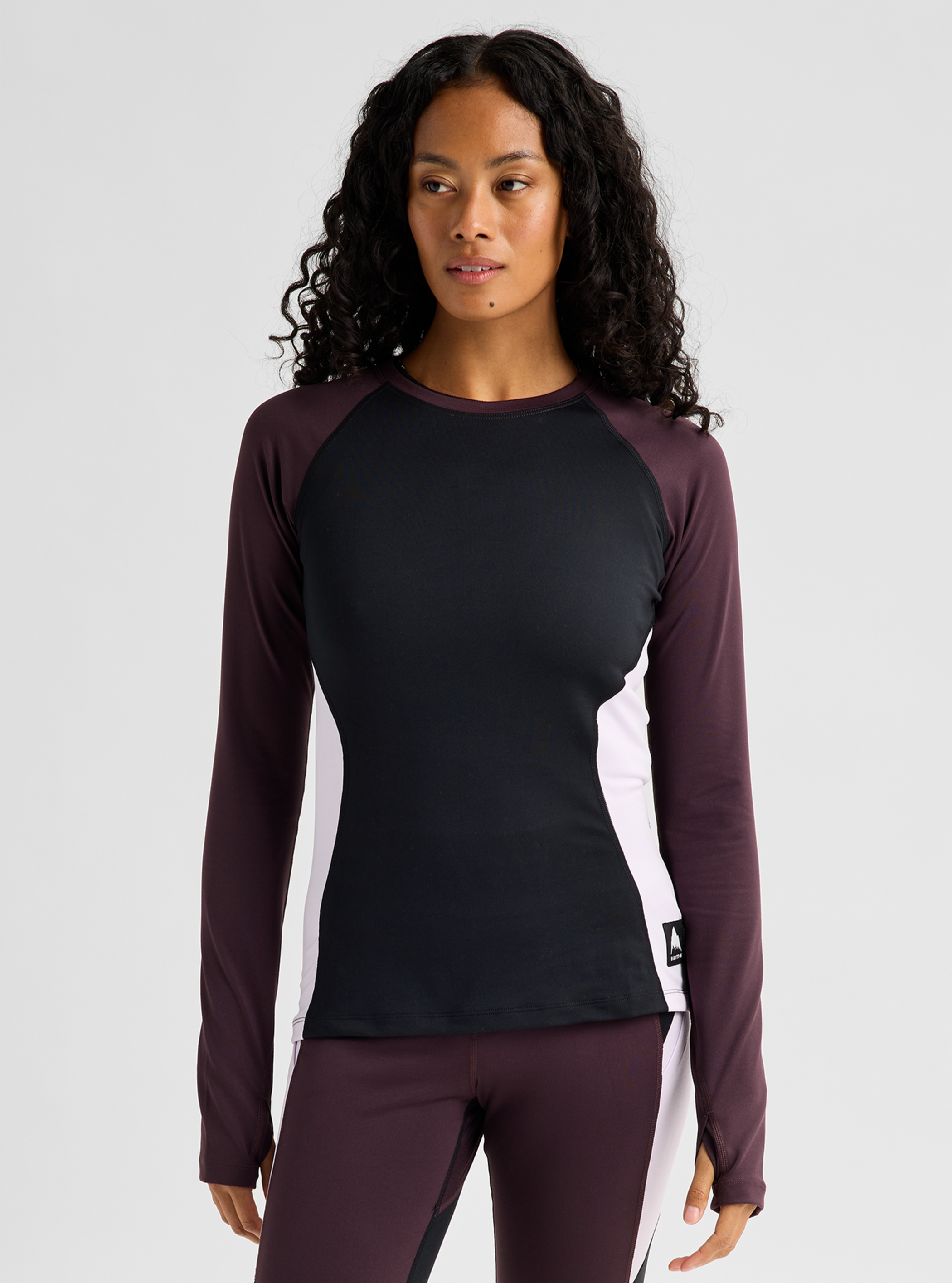 Product image of Women's Burton Synthetic Midweight Base Layer Crew[Variant:True Black / Bear Hug Brown / Moondust Purple]