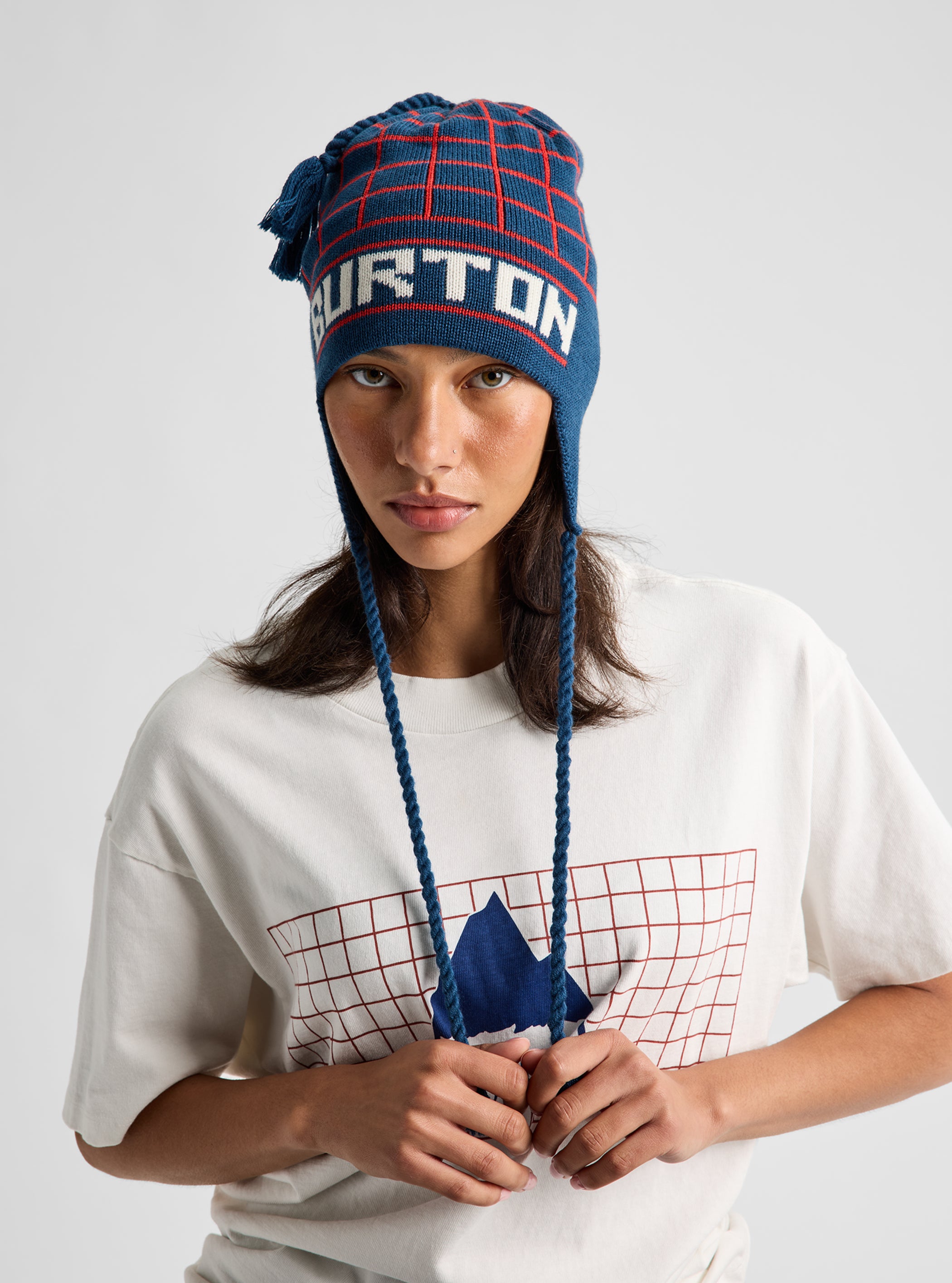 Product image of Burton 50th 80's Earflap Beanie[Variant:Selvedge Blue / Performer Red / Stout White]