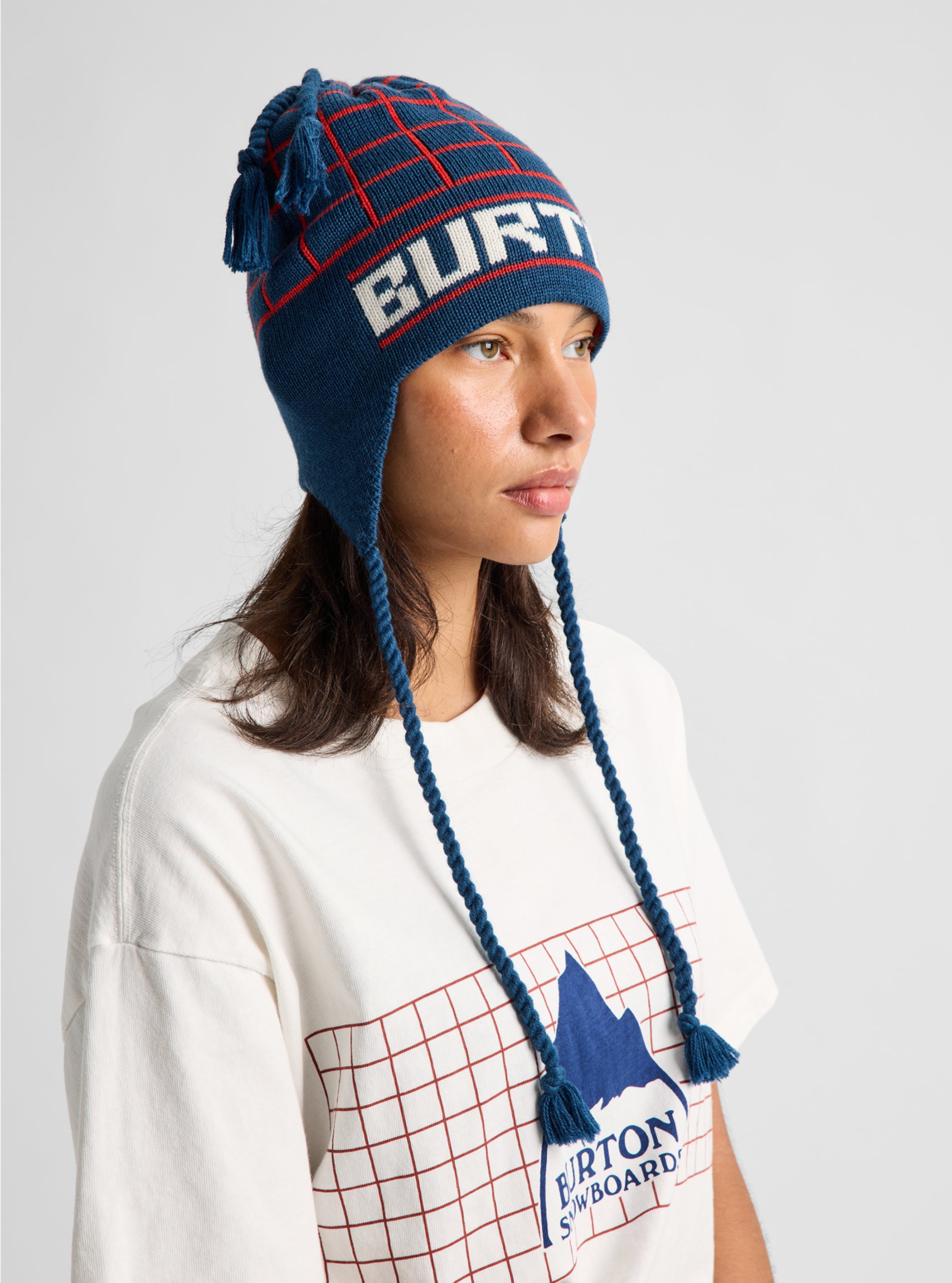 Product image of Burton 50th 80's Earflap Beanie[Variant:Selvedge Blue / Performer Red / Stout White]