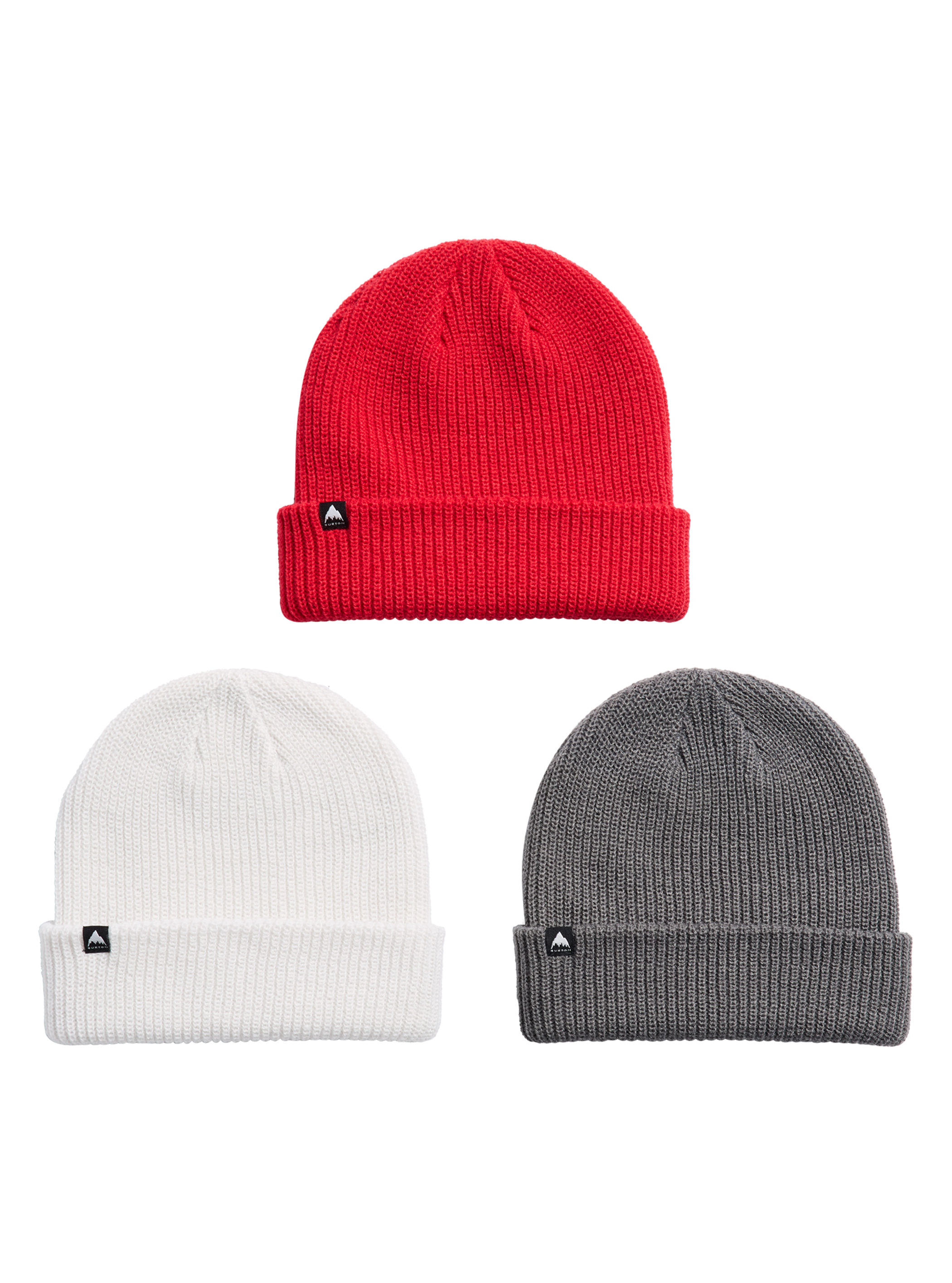 Product image of Burton DND Beanie (3 Pack)[Variant:Gray Cloud / Gotham Gray / Geranium Red]