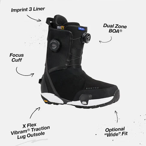 burton imprint 3 snowboard boots Men's Photon BOA Black / 8 The Sequence BOA system locks in a perfect fit with one twist Burton Fiend Snowboard Boot -