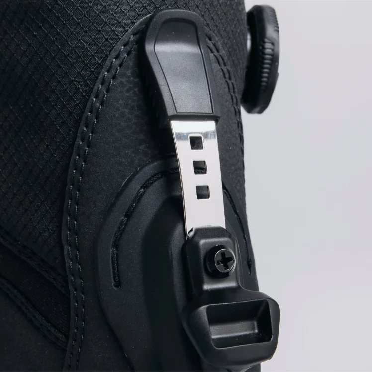 Close-up of boot cuff clip