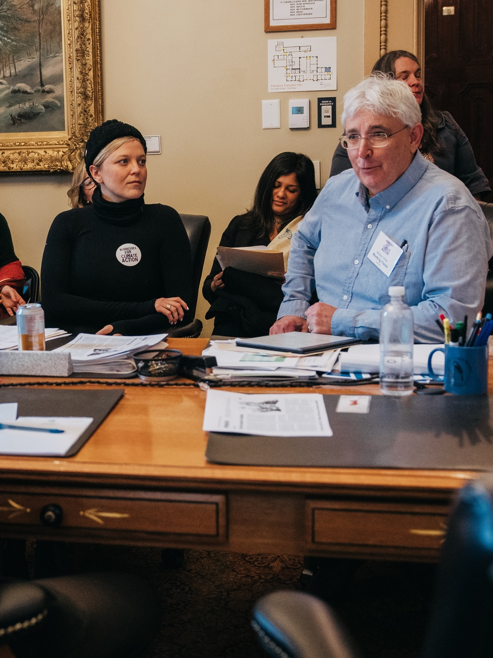 VBSR members engaged in a roundtable policy discussion at the Vermont State House