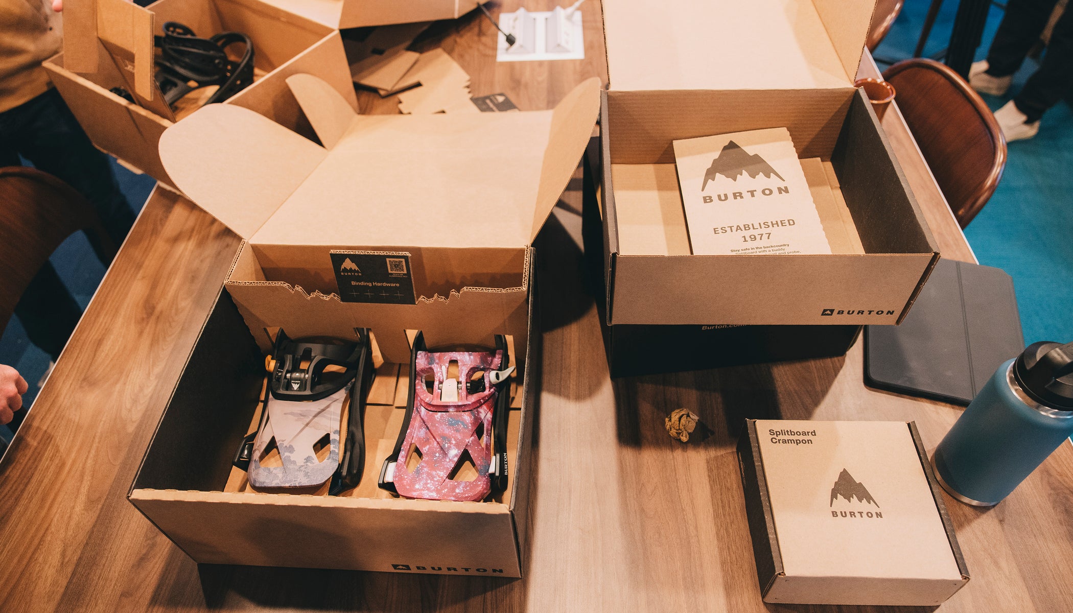 assortment of Burton packaging materials