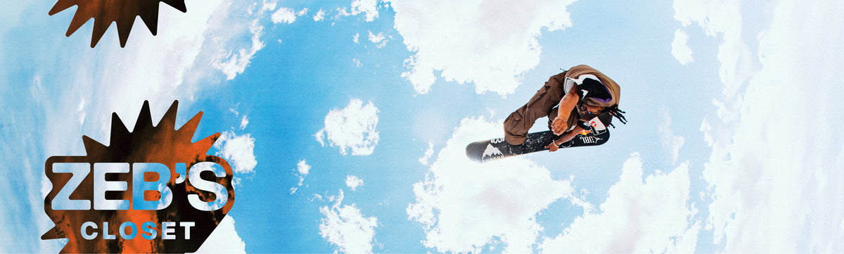 banner image of rider against sky backdrop featuring zeb's closet logo in foreground