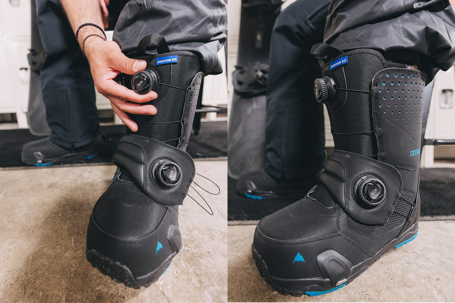 Botas de snowboard BOA® con cordones: Aprieta la carcasa de la bota