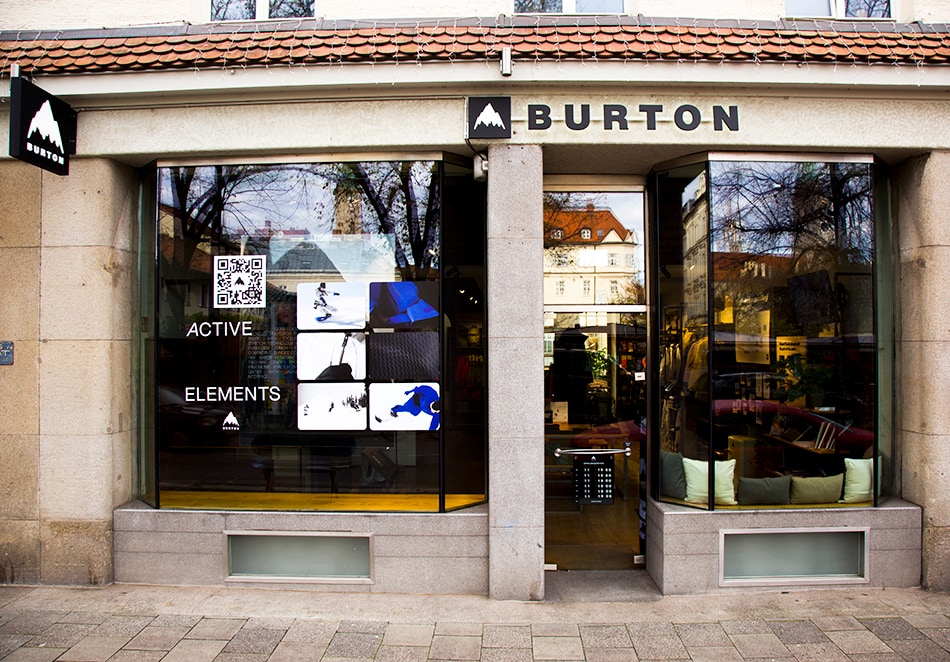 Vitrine du Flagship store Burton de Munich