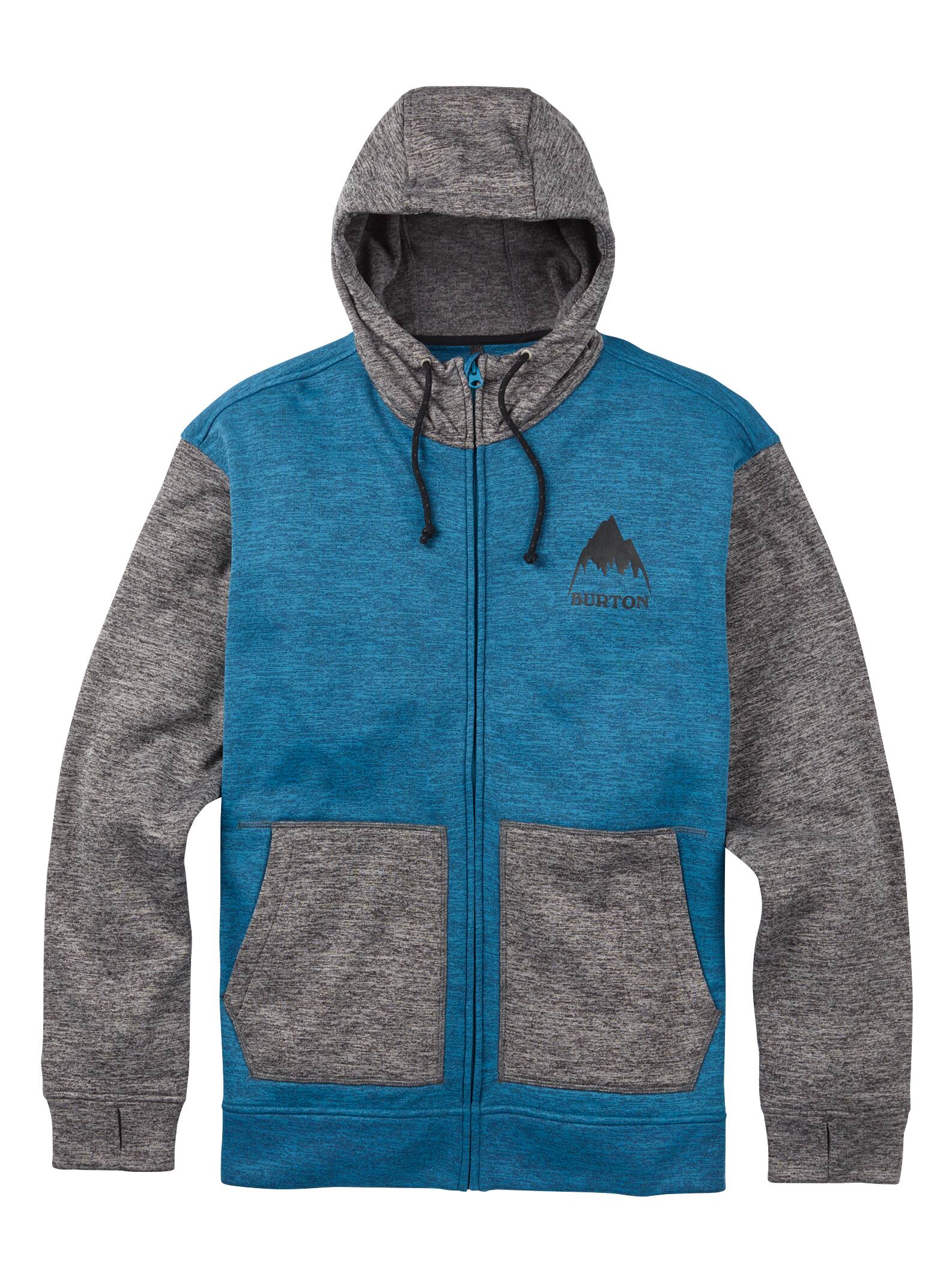 Burton – Sweat à capuche zippé Oak homme, Mountaineer Heather / True Black Heather, S