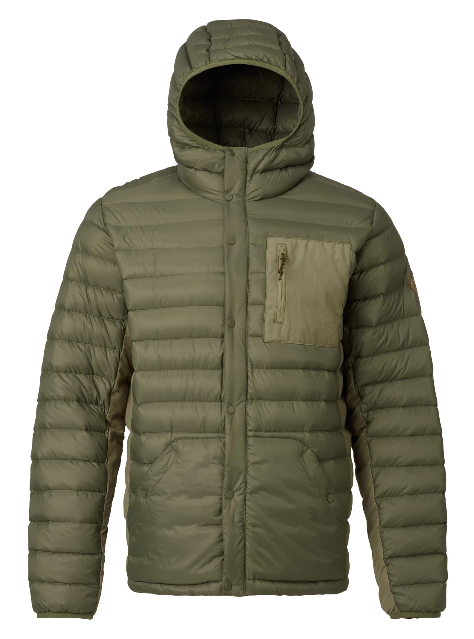 Burton – Insulator à capuche en duvet Evergreen homme, Dusty Olive / Rucksack, L
