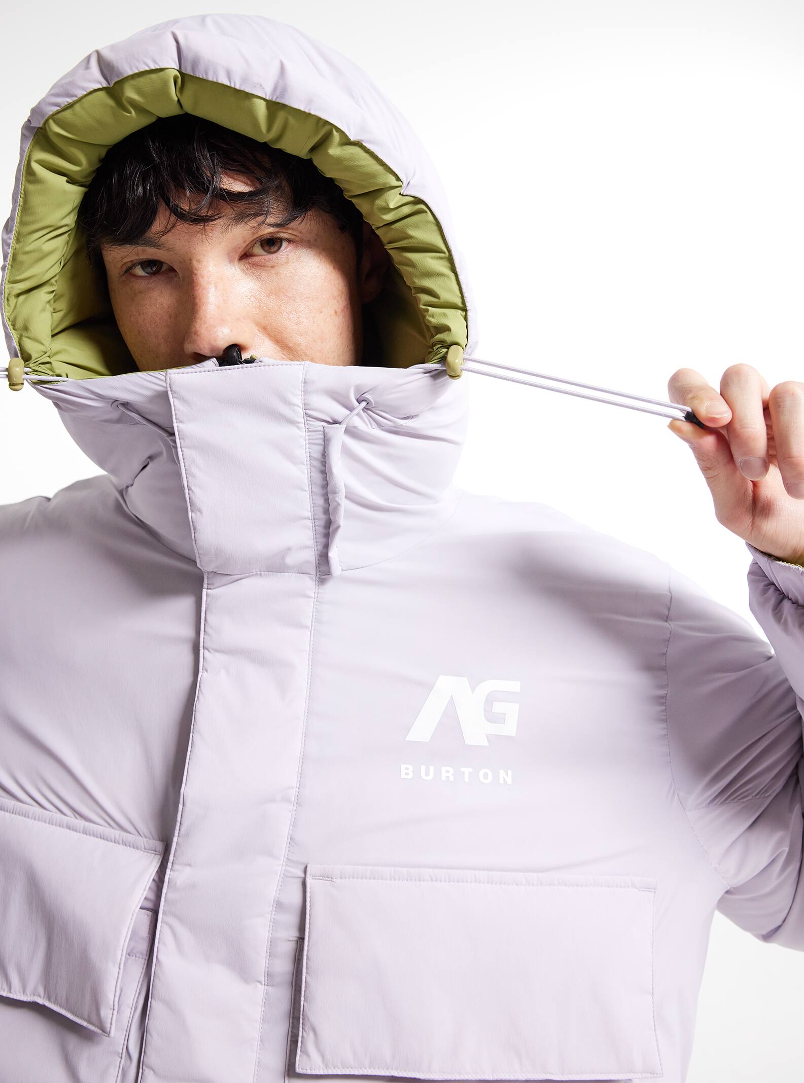 Men's Burton AG Railed Hooded Stretch Down Puffy Jacket | Burton