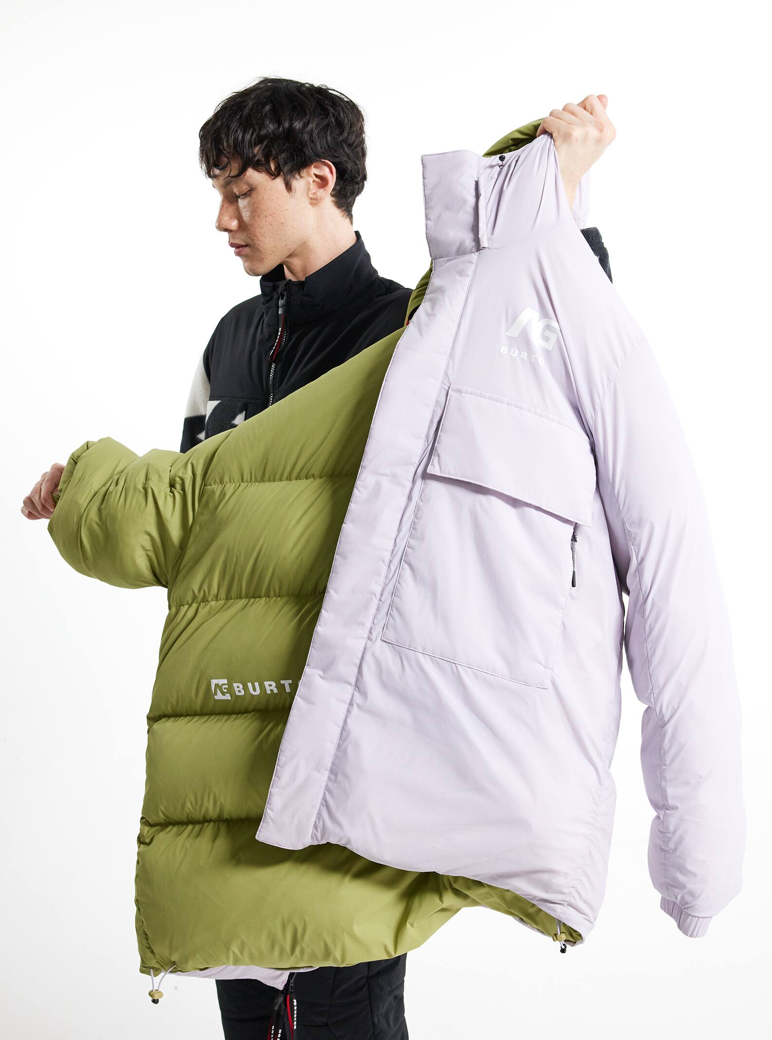 Men's Burton AG Railed Hooded Stretch Down Puffy Jacket | Burton