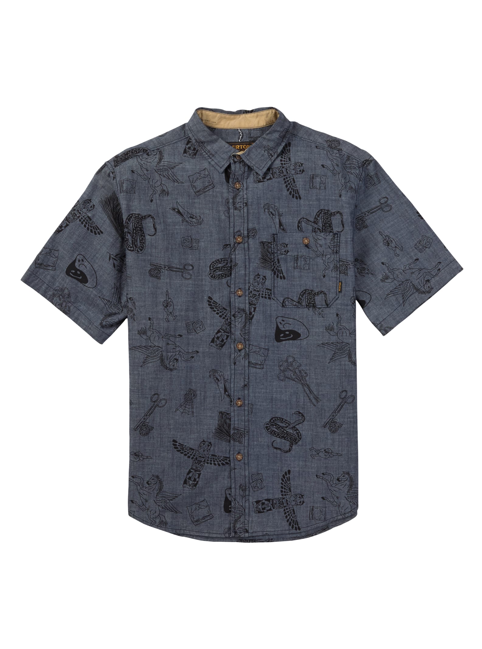 Burton Slayton Short Sleeve Shirt, Chambray Freetime, L