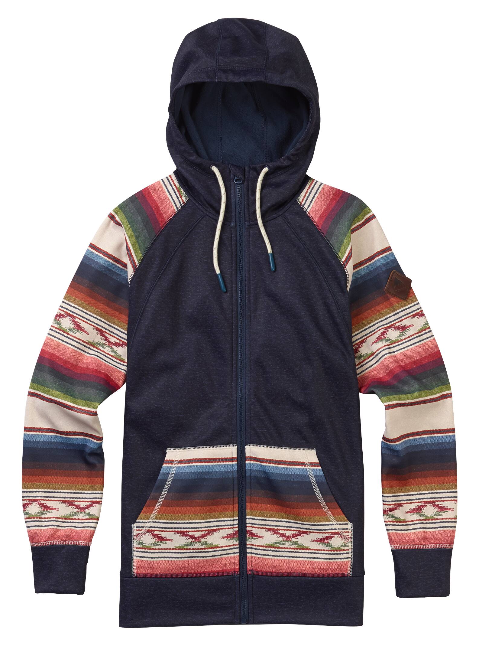 Burton - Sweat à capuche zippé à coutures collées Crown femme, Mood Indigo Heather / Canvas Iris Str