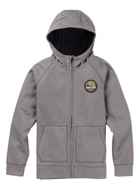 Burton Men's Crown Bonded Full-Zip Hoodie - Quick-Dry Tech Fleece, Monument Heather